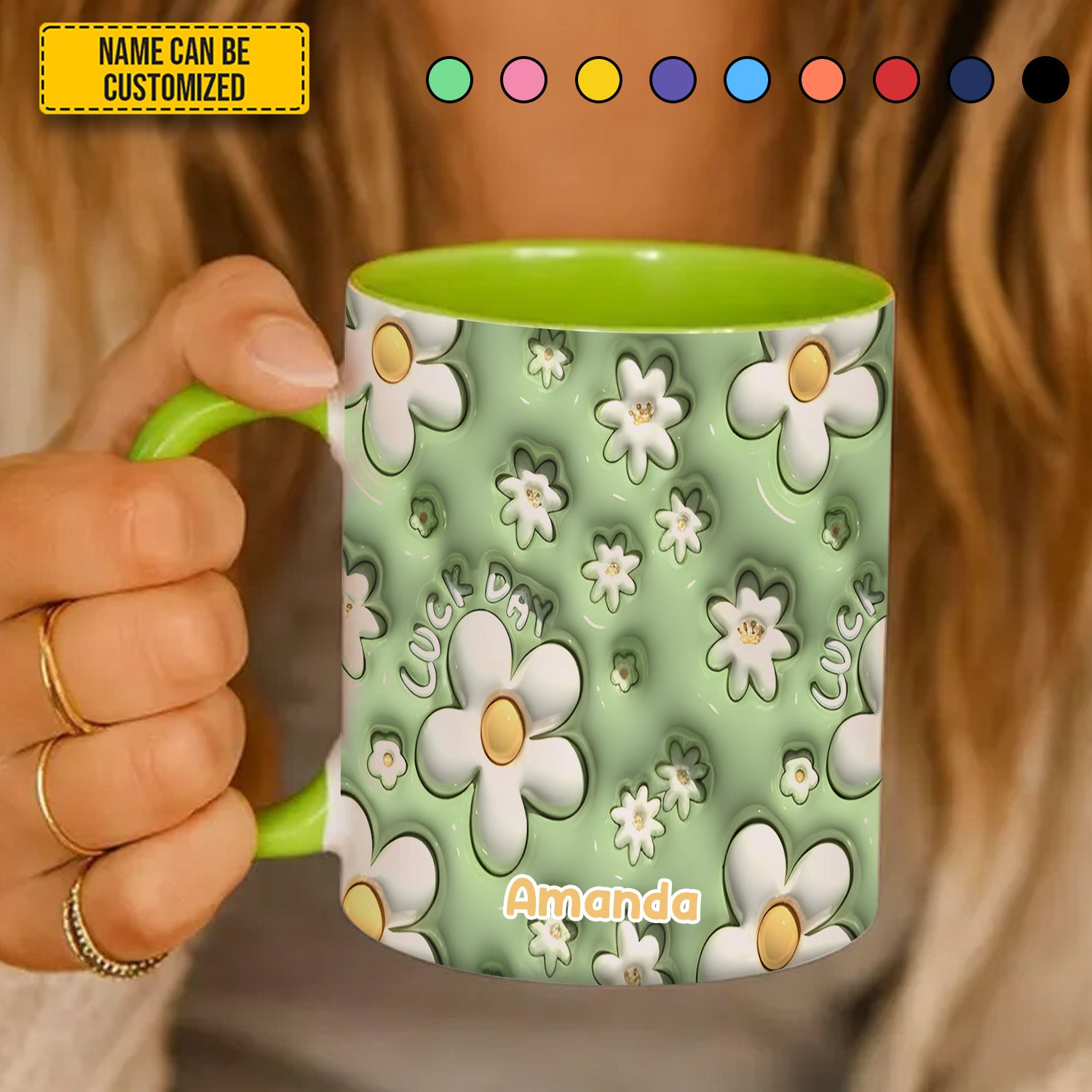 Personalized Flower Accent Mug Daisy Flower Flower Presents Merchandise - Image 4