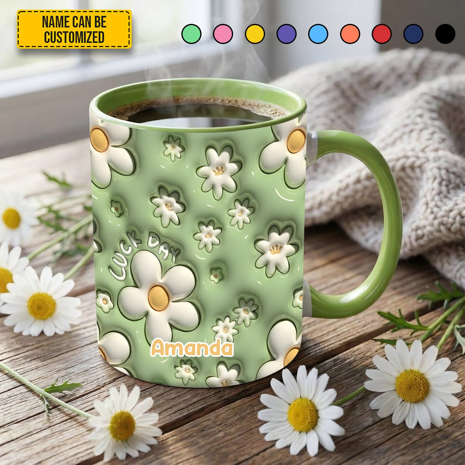 Personalized Flower Accent Mug Daisy Flower Flower Presents Merchandise - Image 2