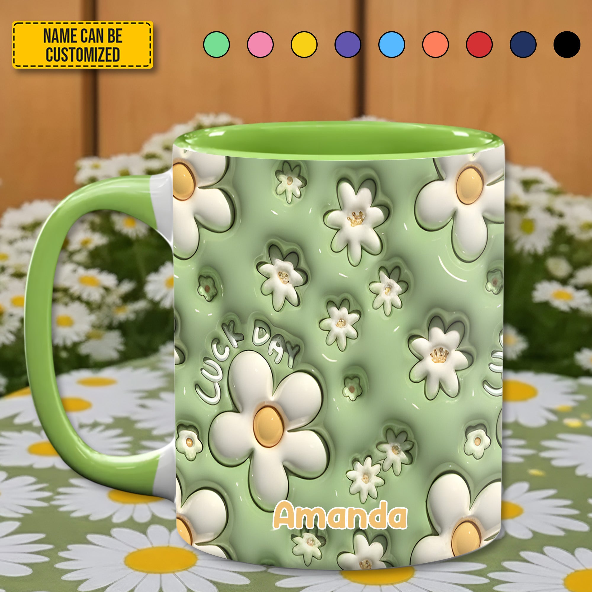 Personalized Flower Accent Mug Daisy Flower Flower Presents Merchandise - Image 3