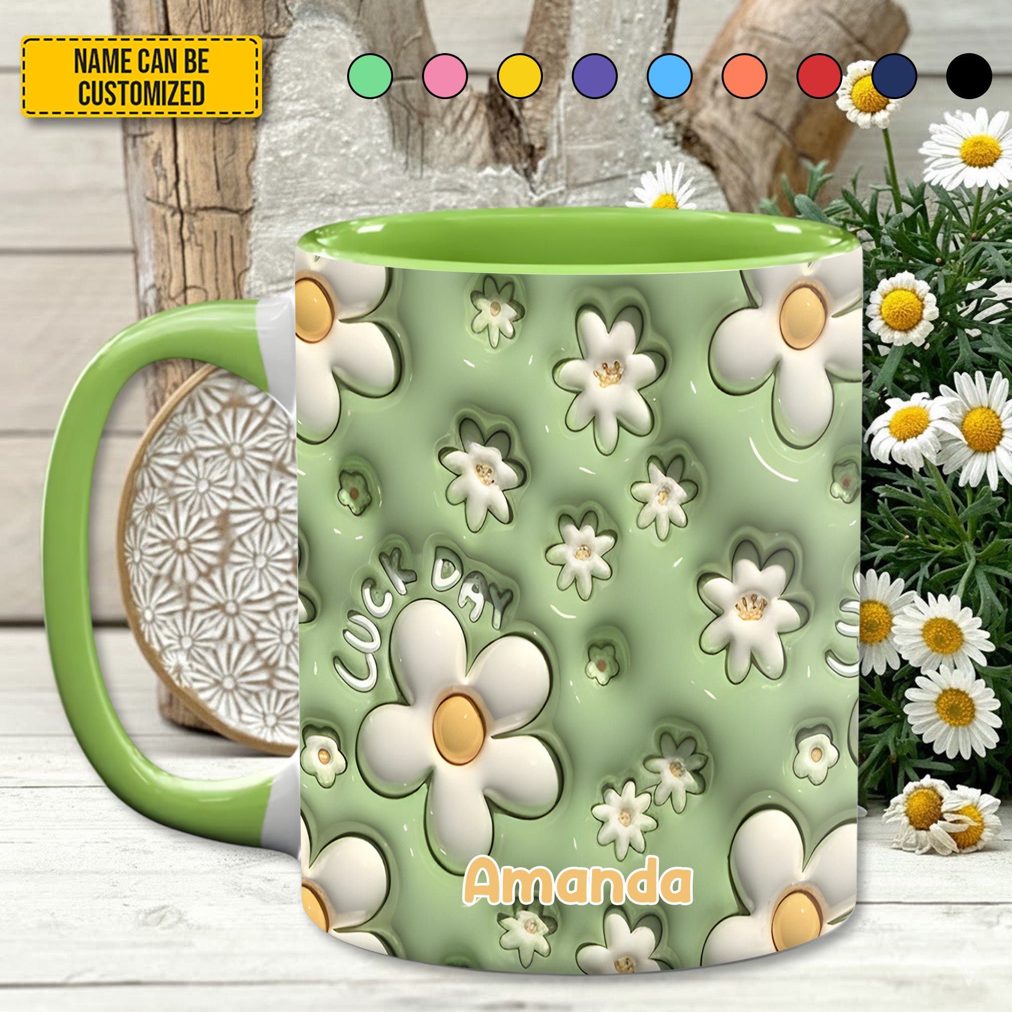 Personalized Flower Accent Mug Daisy Flower Flower Presents Merchandise
