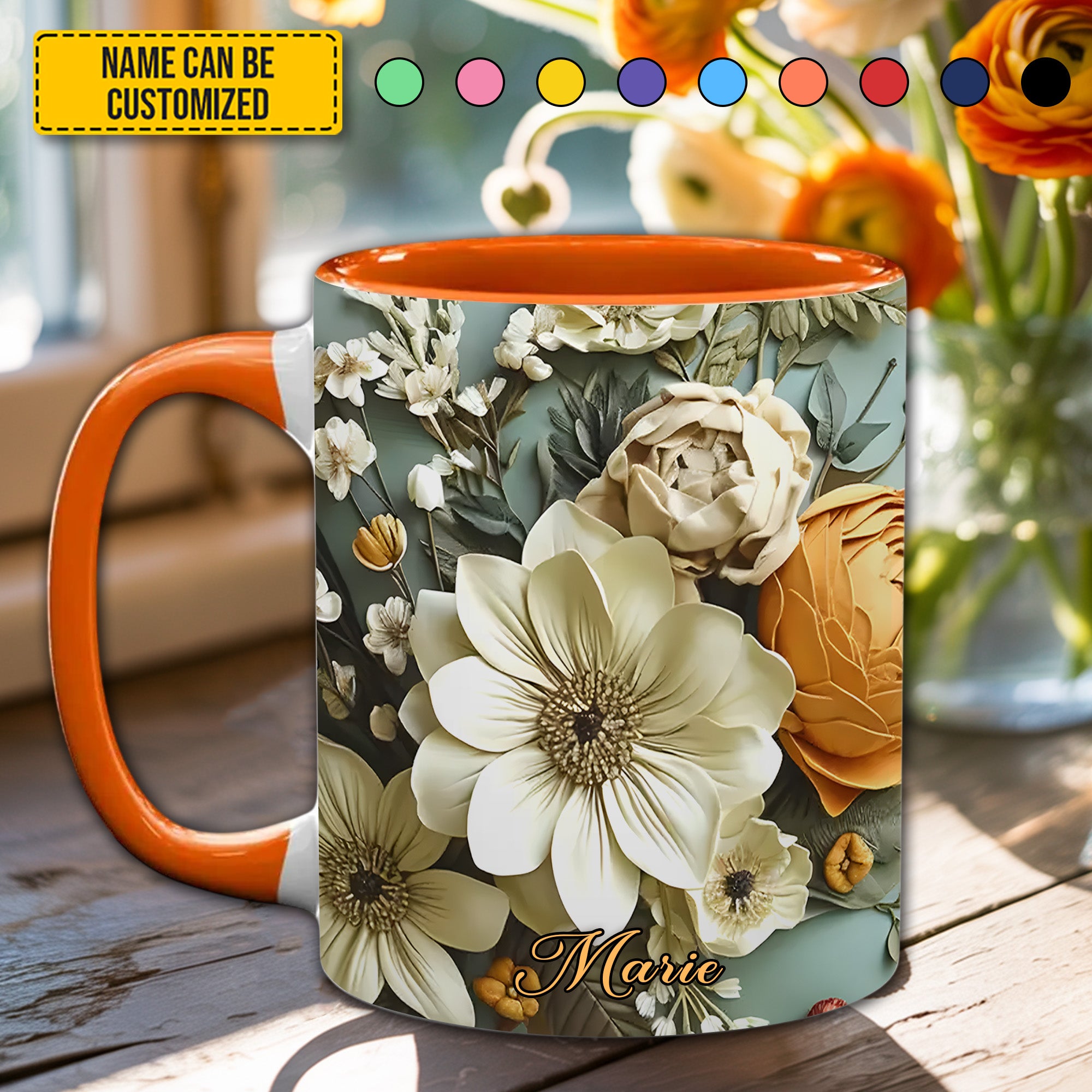 Personalized Flower Accent Mug Love Flowers Gifts For Flower Lovers - Image 4