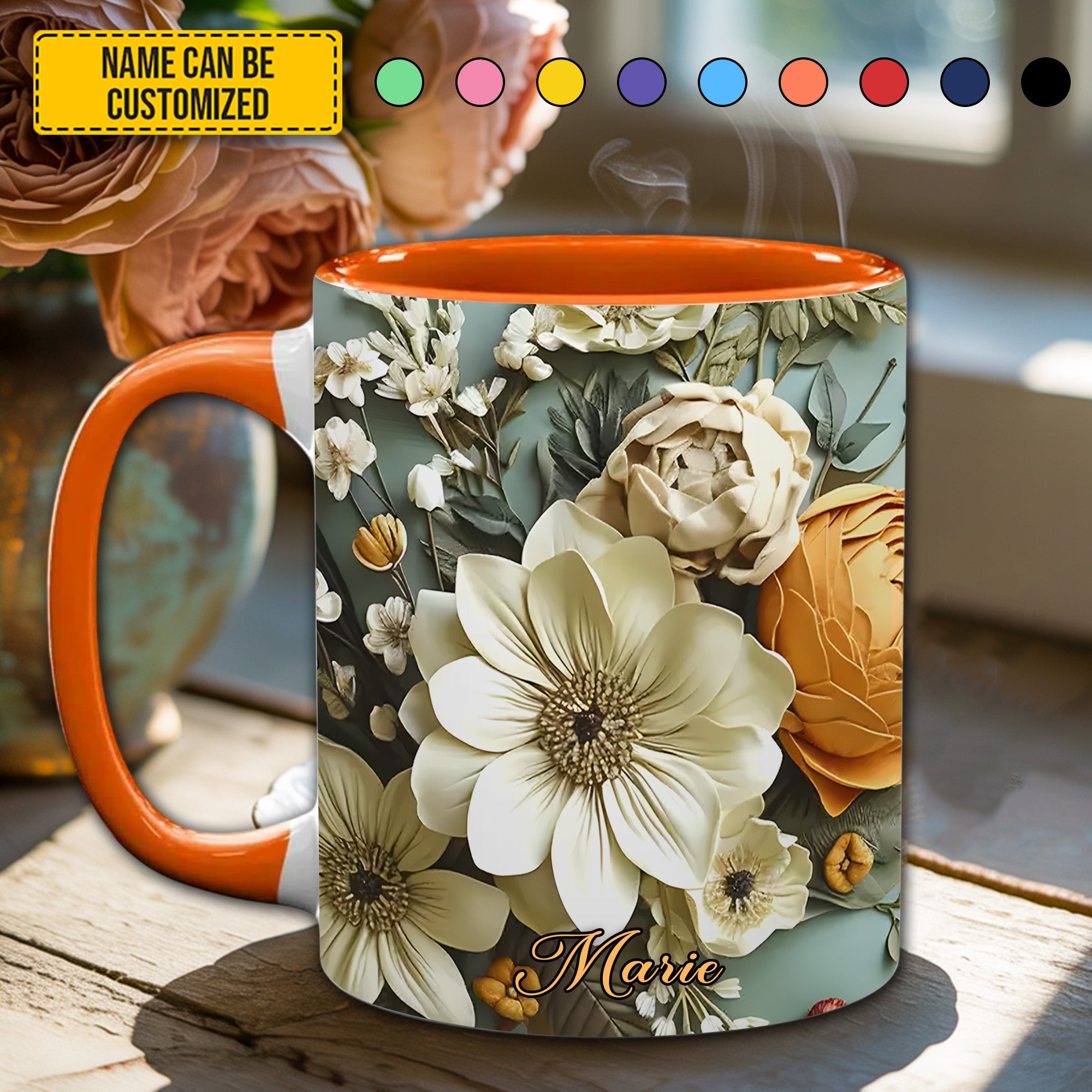 Personalized Flower Accent Mug Love Flowers Gifts For Flower Lovers - Image 3