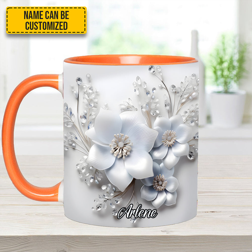 Personalized Flower Accent Mug White Flowers Flower Birthday Gifts - Image 10