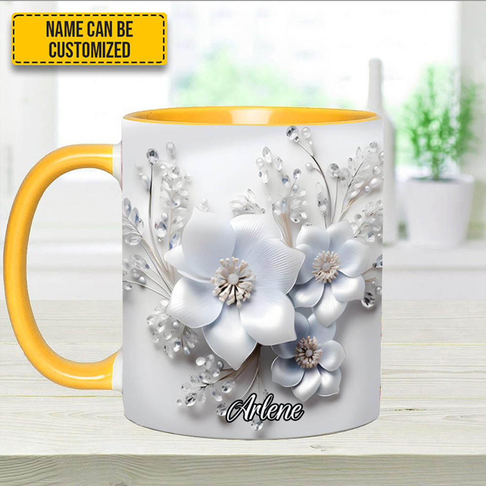 Personalized Flower Accent Mug White Flowers Flower Birthday Gifts - Image 12