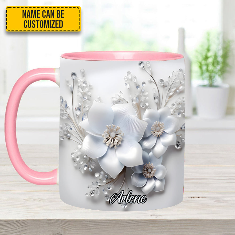 Personalized Flower Accent Mug White Flowers Flower Birthday Gifts - Image 11