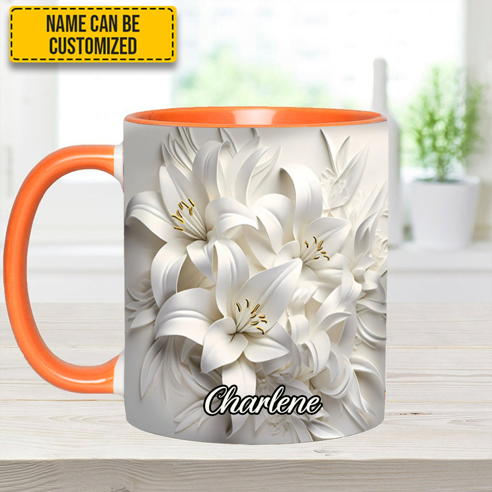 Personalized Flower Accent Mug White Lilies Flowers Flower Mother's Day Gifts - Image 10