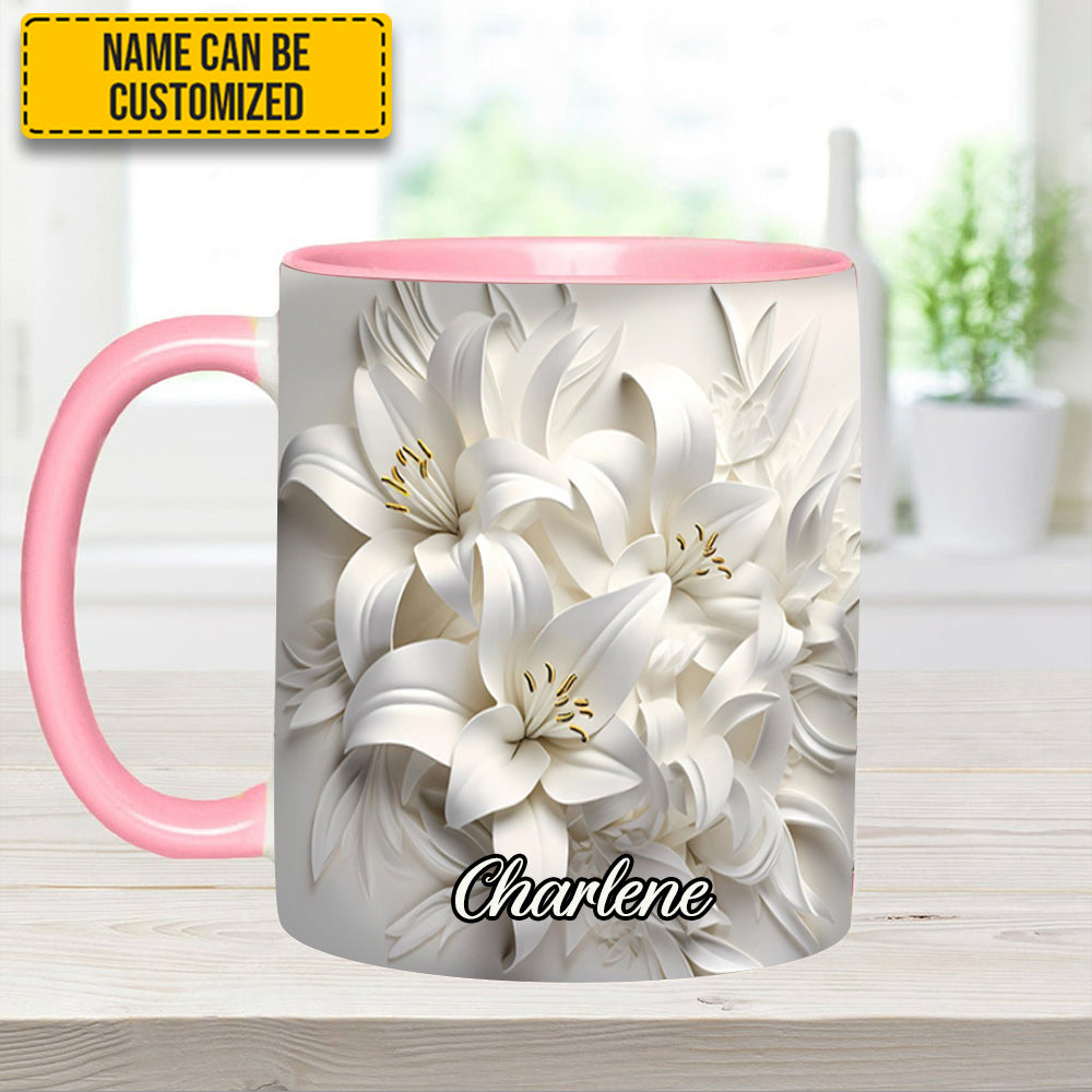 Personalized Flower Accent Mug White Lilies Flowers Flower Mother's Day Gifts - Image 11