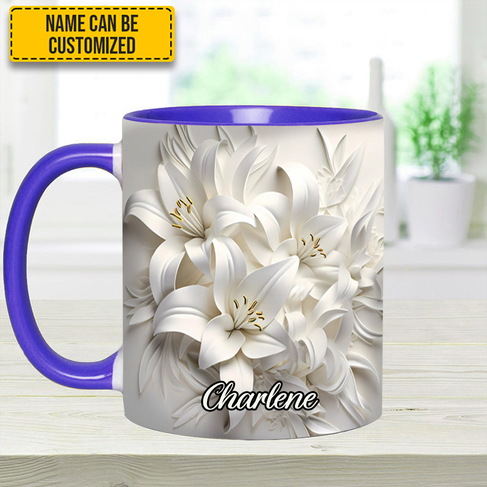Personalized Flower Accent Mug White Lilies Flowers Flower Mother's Day Gifts - Image 14
