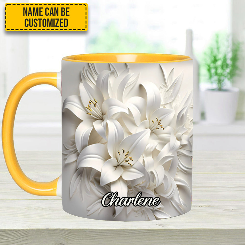 Personalized Flower Accent Mug White Lilies Flowers Flower Mother's Day Gifts - Image 12
