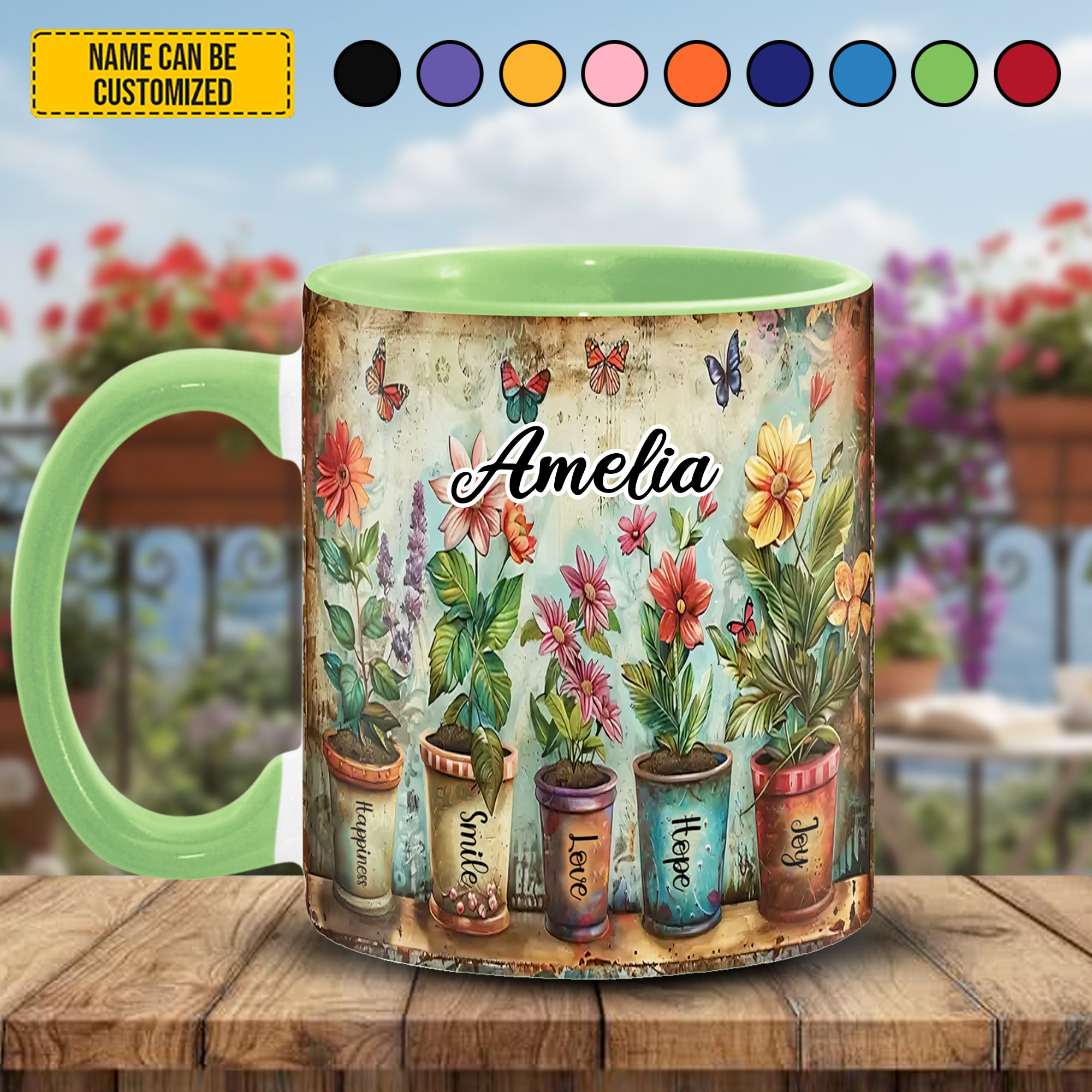 Personalized Flower Pot Accent Mug Flower Theme Gifts Merchandise