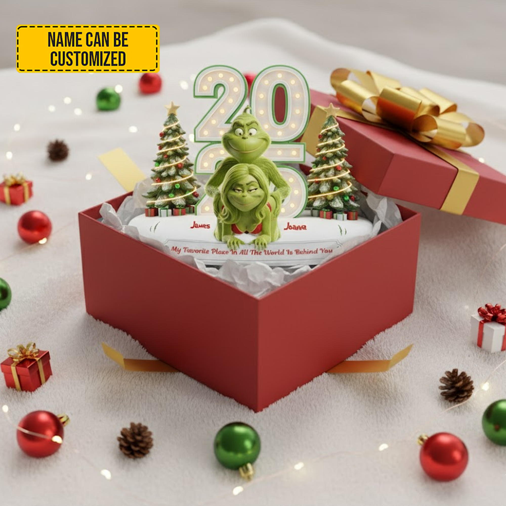 Personalized Funny Christmas Acrylic Plaque Naughty Green Lovers Marriage Presents - Image 2