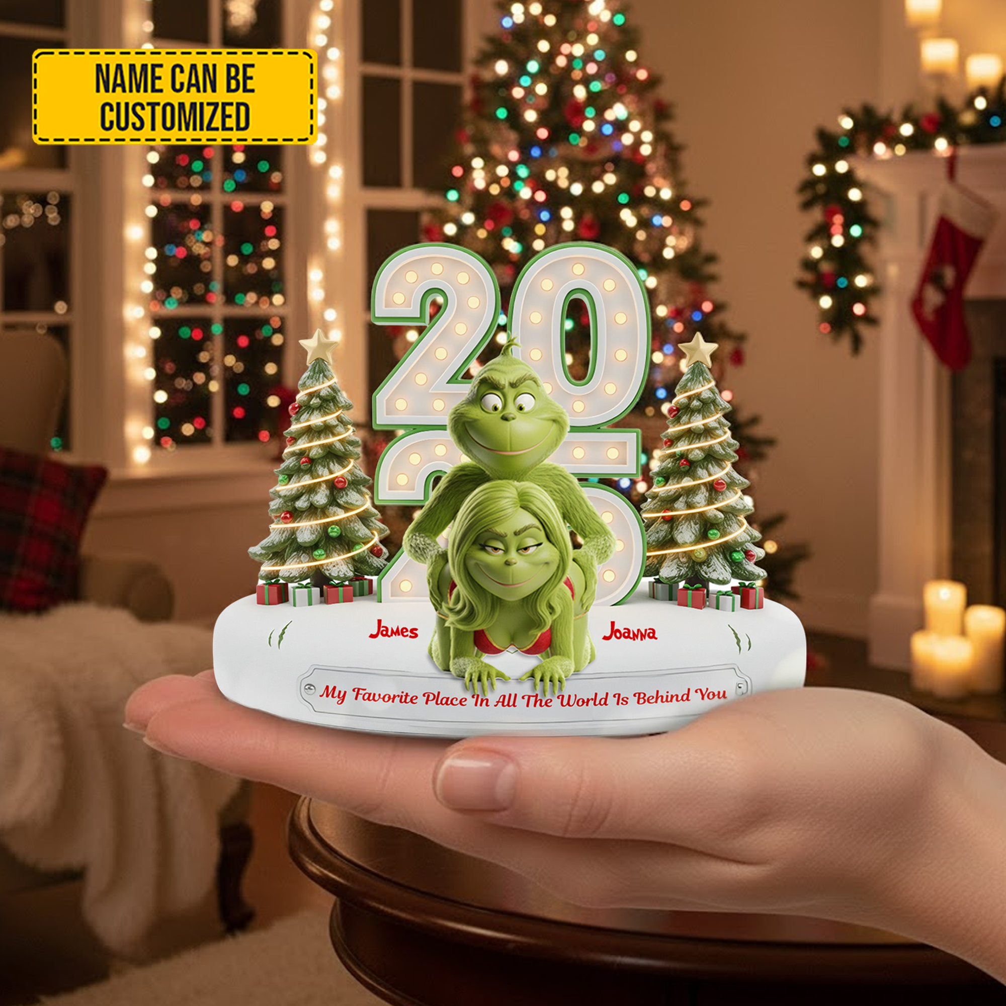 Personalized Funny Christmas Acrylic Plaque Naughty Green Lovers Marriage Presents - Image 3