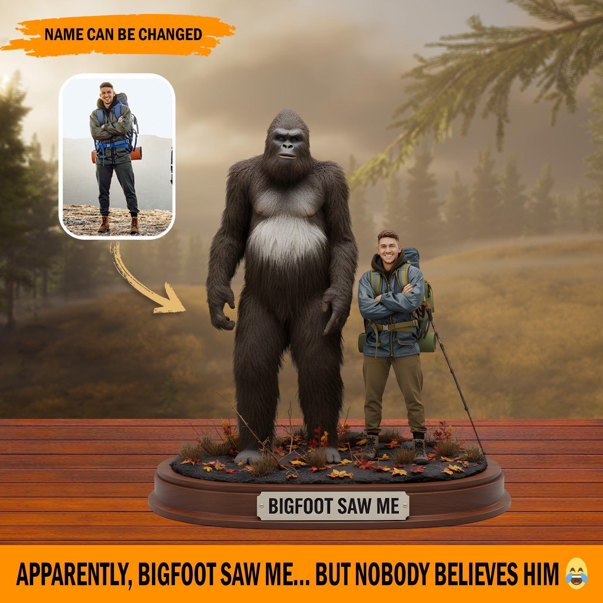 Personalized Funny Memory Acrylic Plaque The Day Bigfoot Saw Me Sasquatch Gift Ideas - Image 2