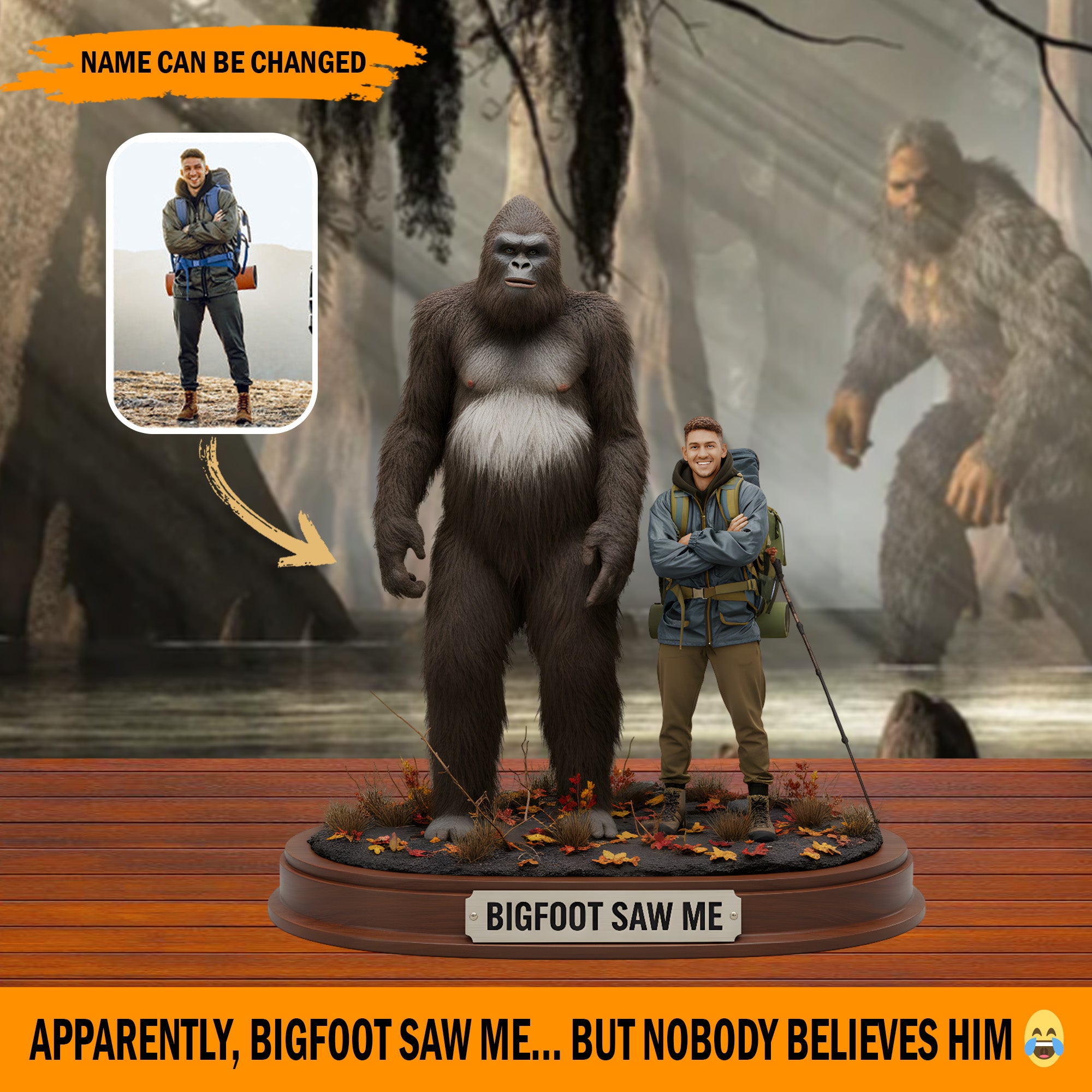 Personalized Funny Memory Acrylic Plaque The Day Bigfoot Saw Me Sasquatch Gift Ideas - Image 3