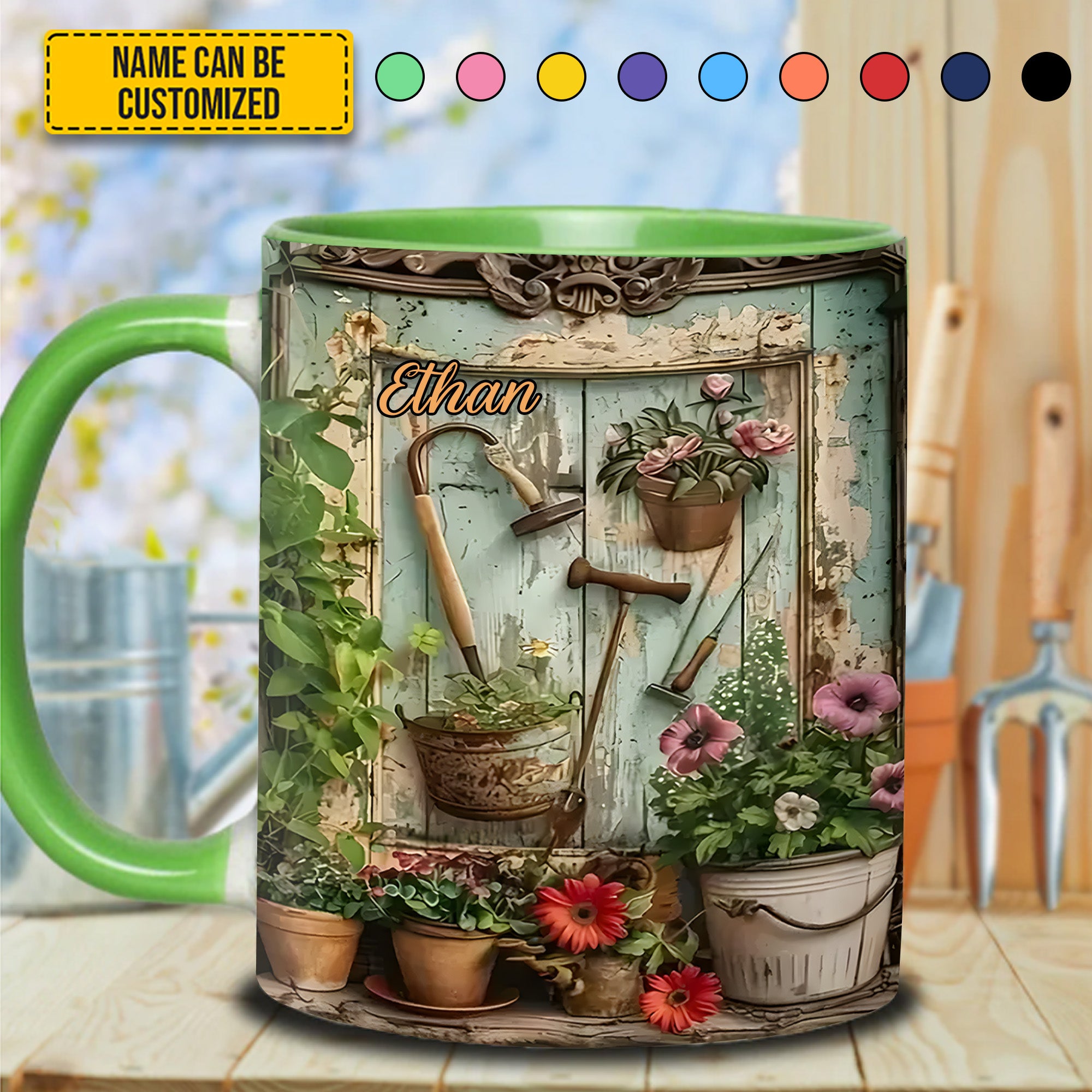 Personalized Gardening Accent Mug Garden Tools And Flowers Gift For Flower Lovers - Image 5