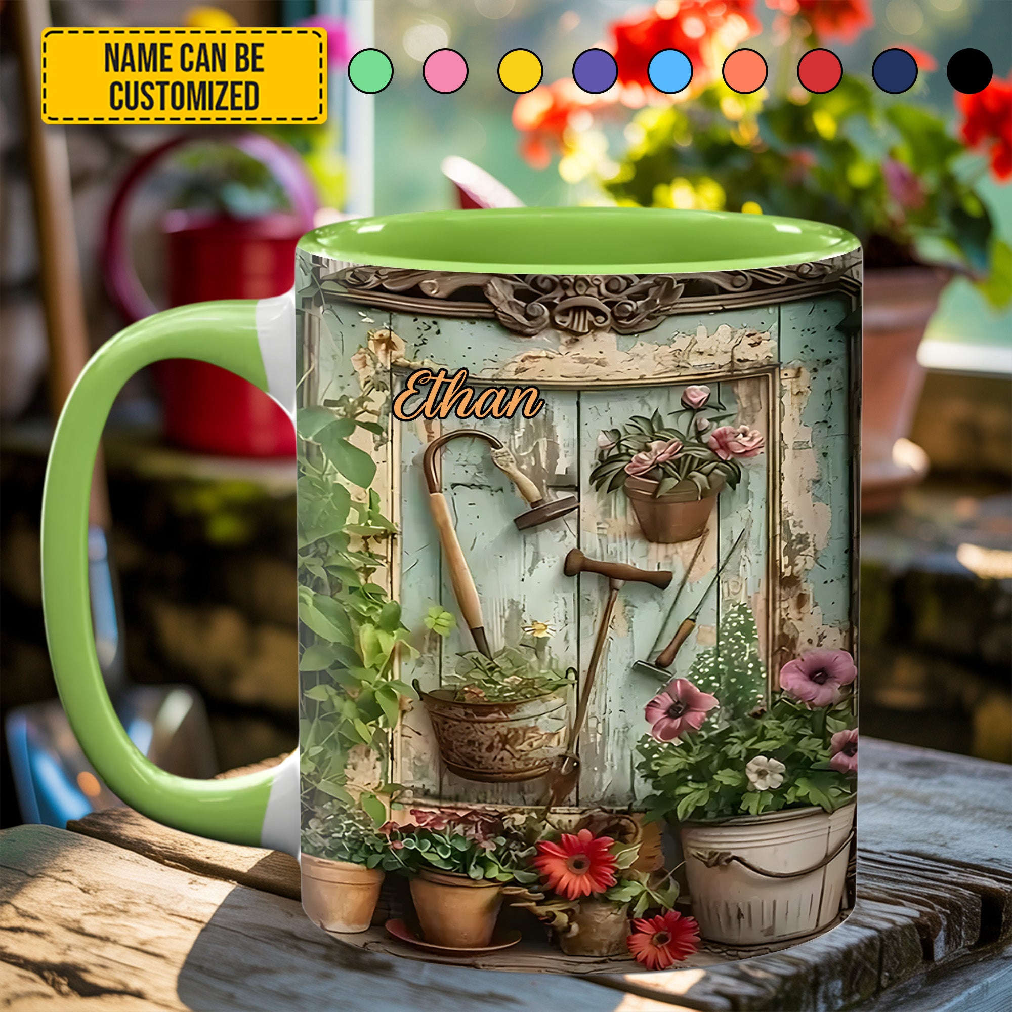 Personalized Gardening Accent Mug Garden Tools And Flowers Gift For Flower Lovers