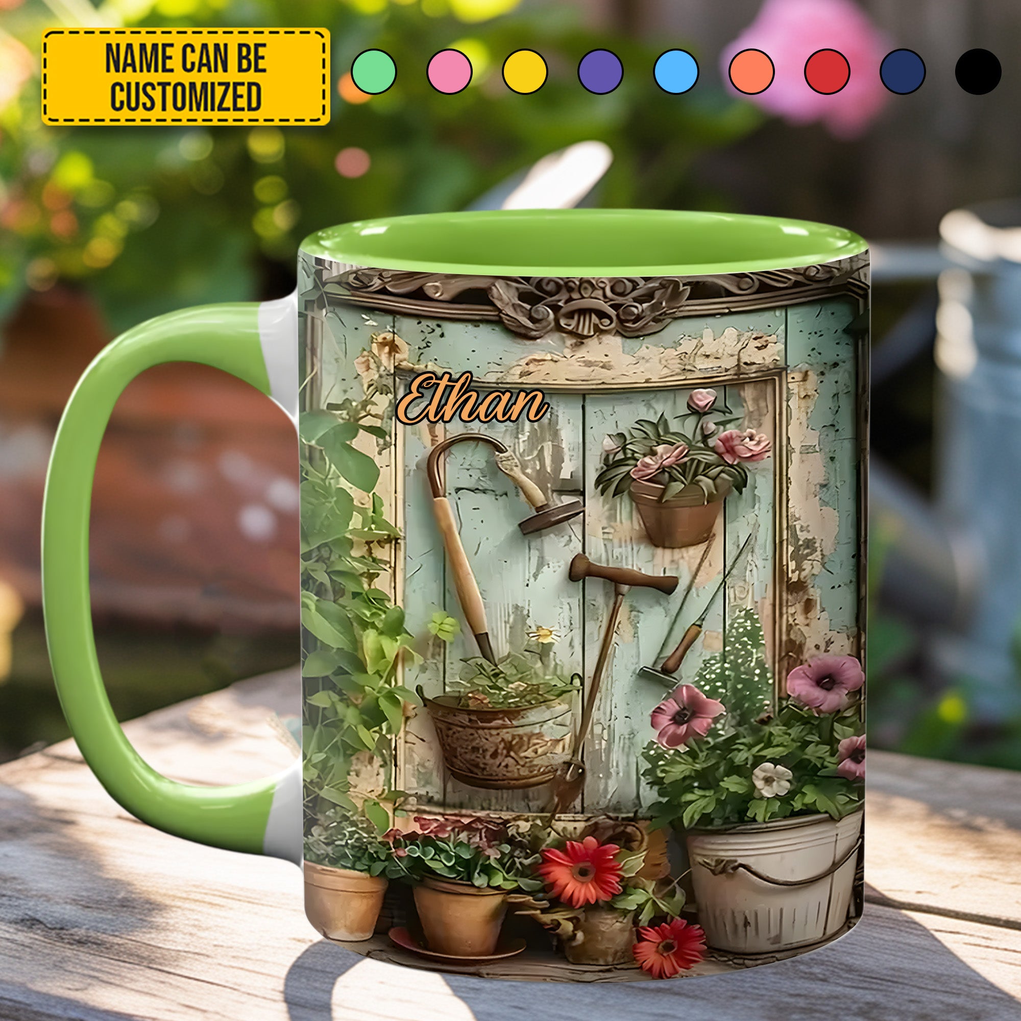 Personalized Gardening Accent Mug Garden Tools And Flowers Gift For Flower Lovers - Image 2