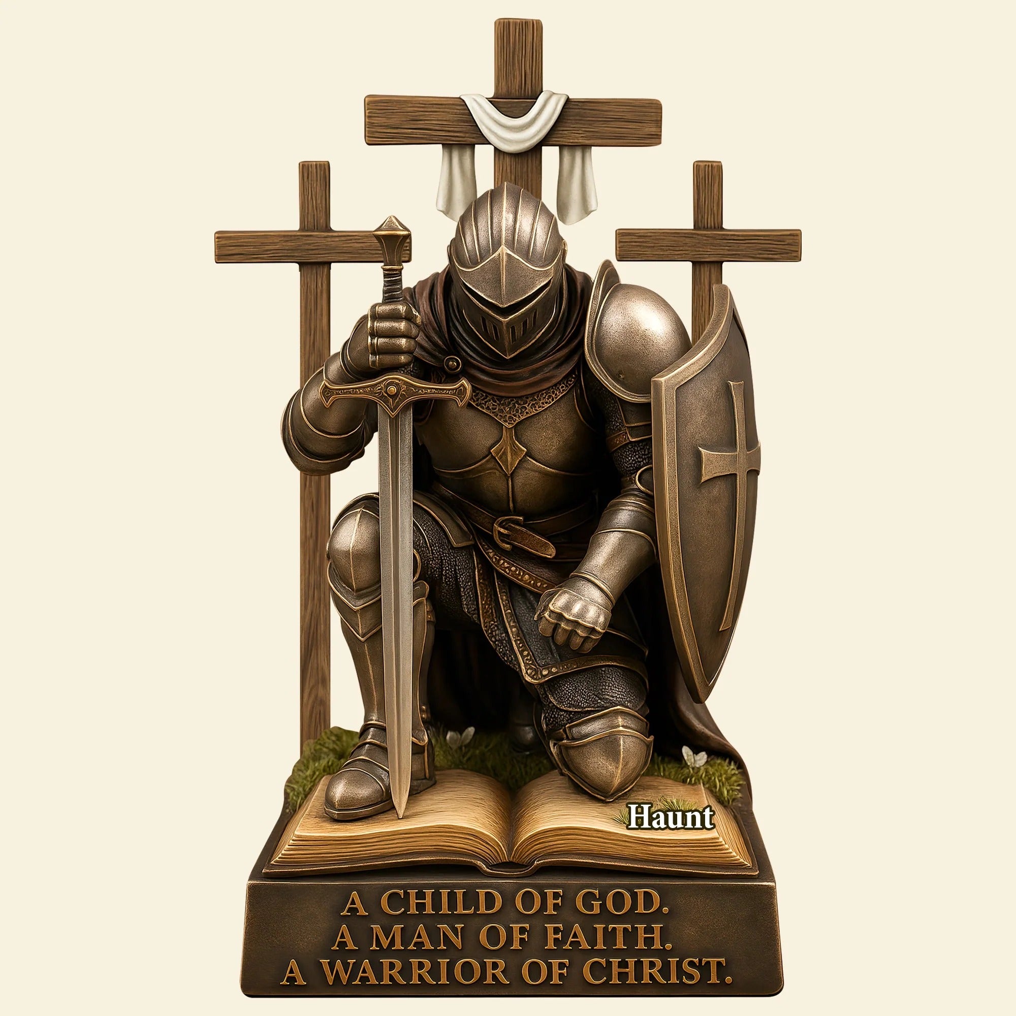 Personalized Gifts For Armor Of God Knight Kneeling Down In Armor Acrylic Plaque Religious Gift Ideas - Image 3