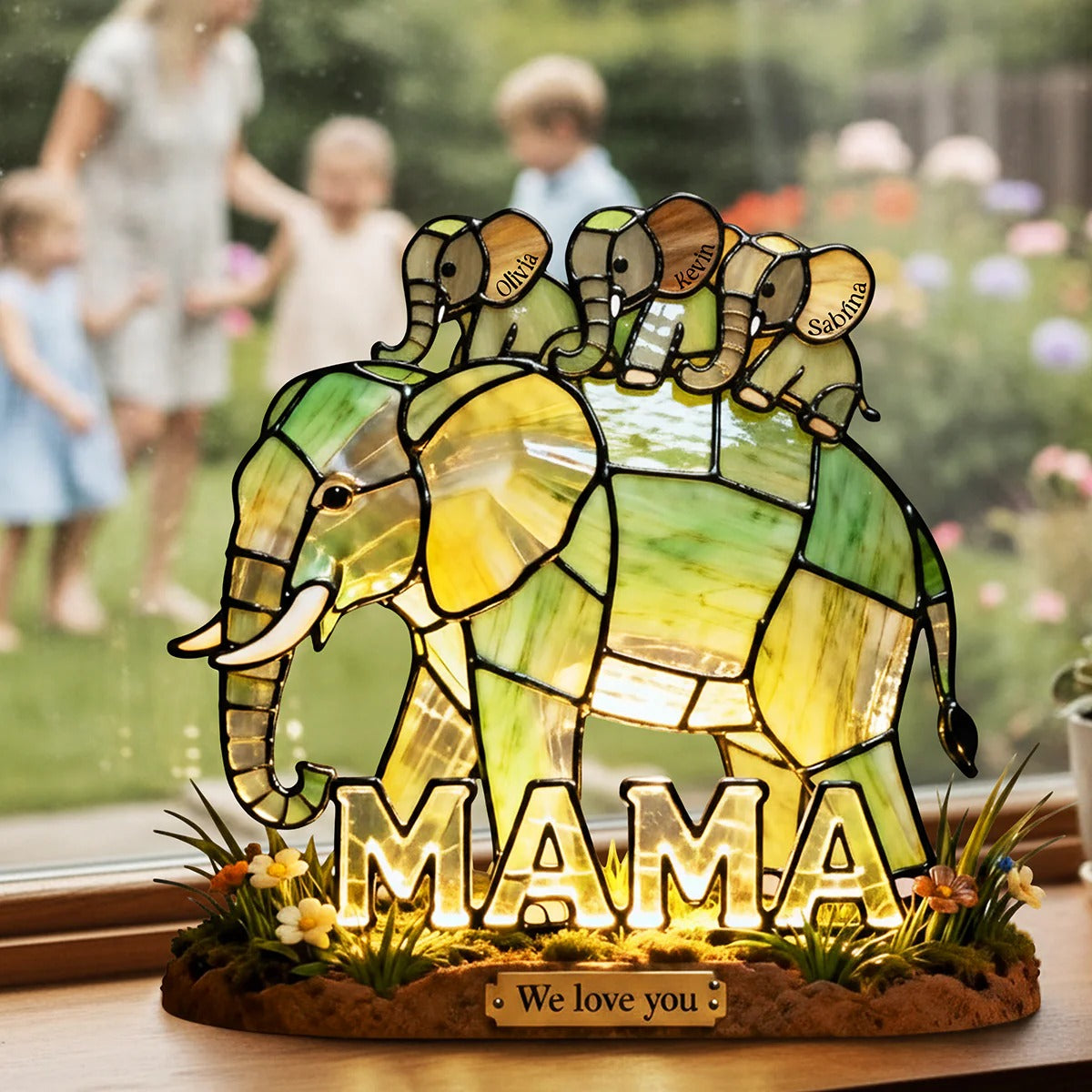 Personalized Gifts For Mom Acrylic Plaque Elephant Family Perfect Mother' Day Gifts