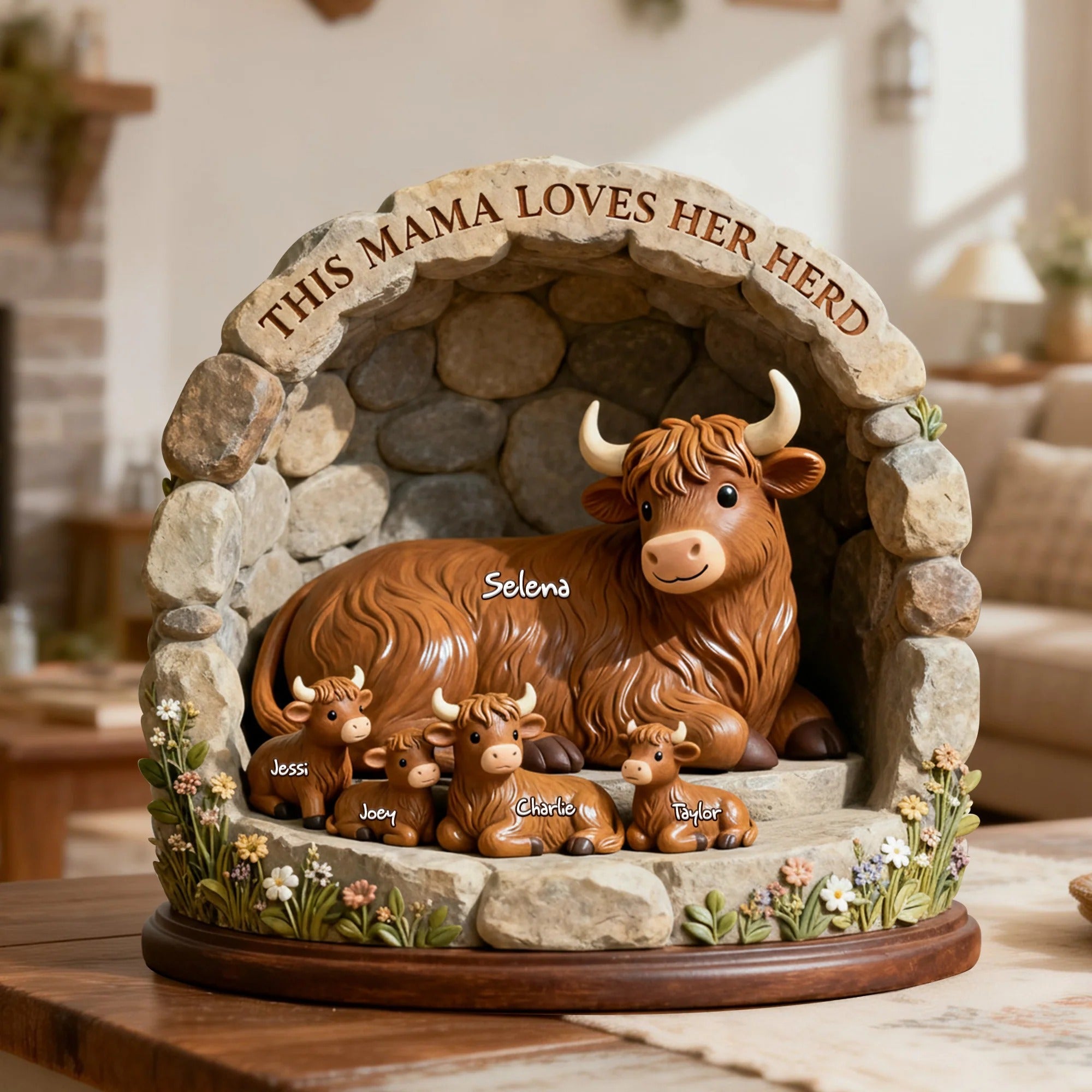 Personalized Gifts For Mom Acrylic Plaque Highland Cow Family Christmas Present Ideas For Mom - Image 3