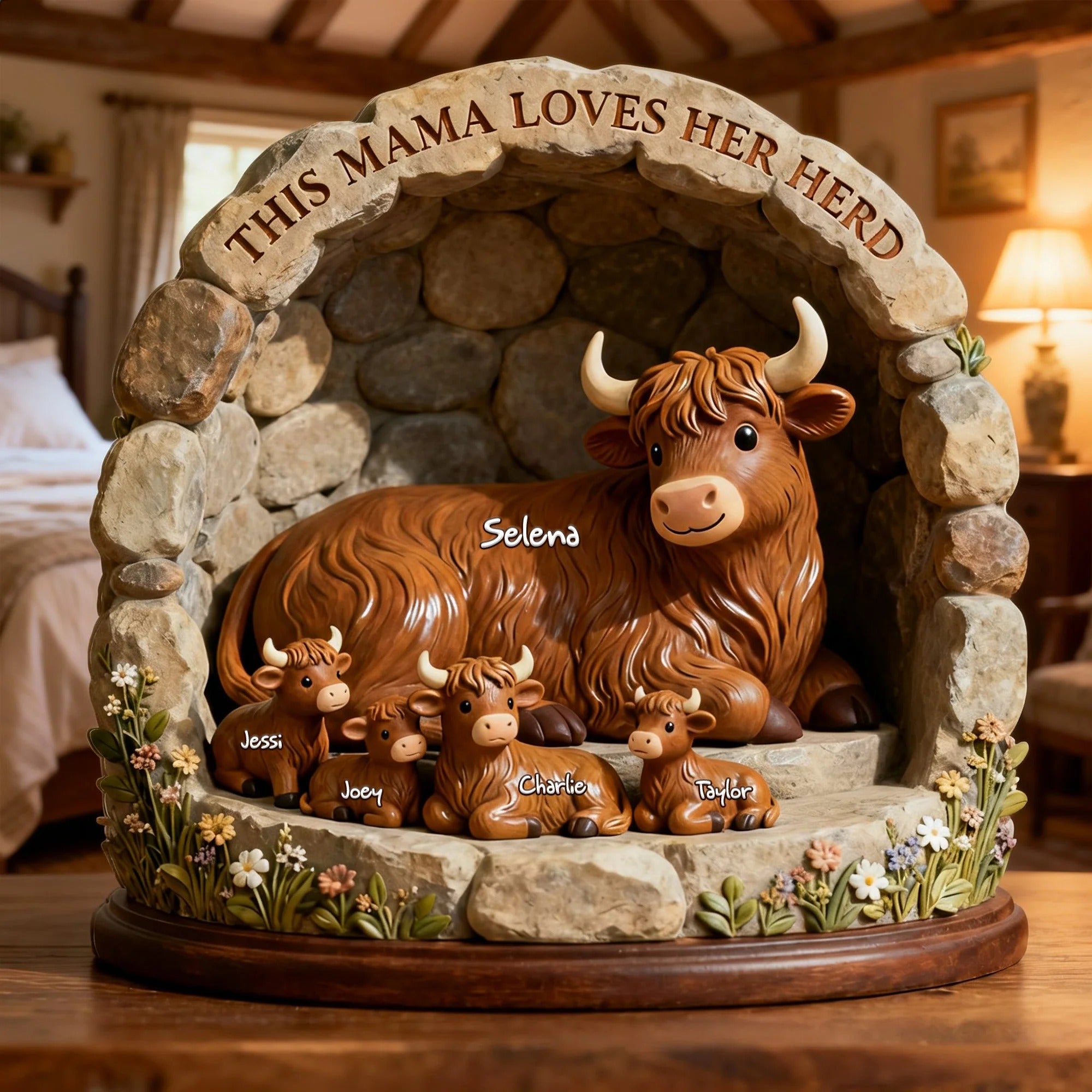 Personalized Gifts For Mom Acrylic Plaque Highland Cow Family Christmas Present Ideas For Mom - Image 2
