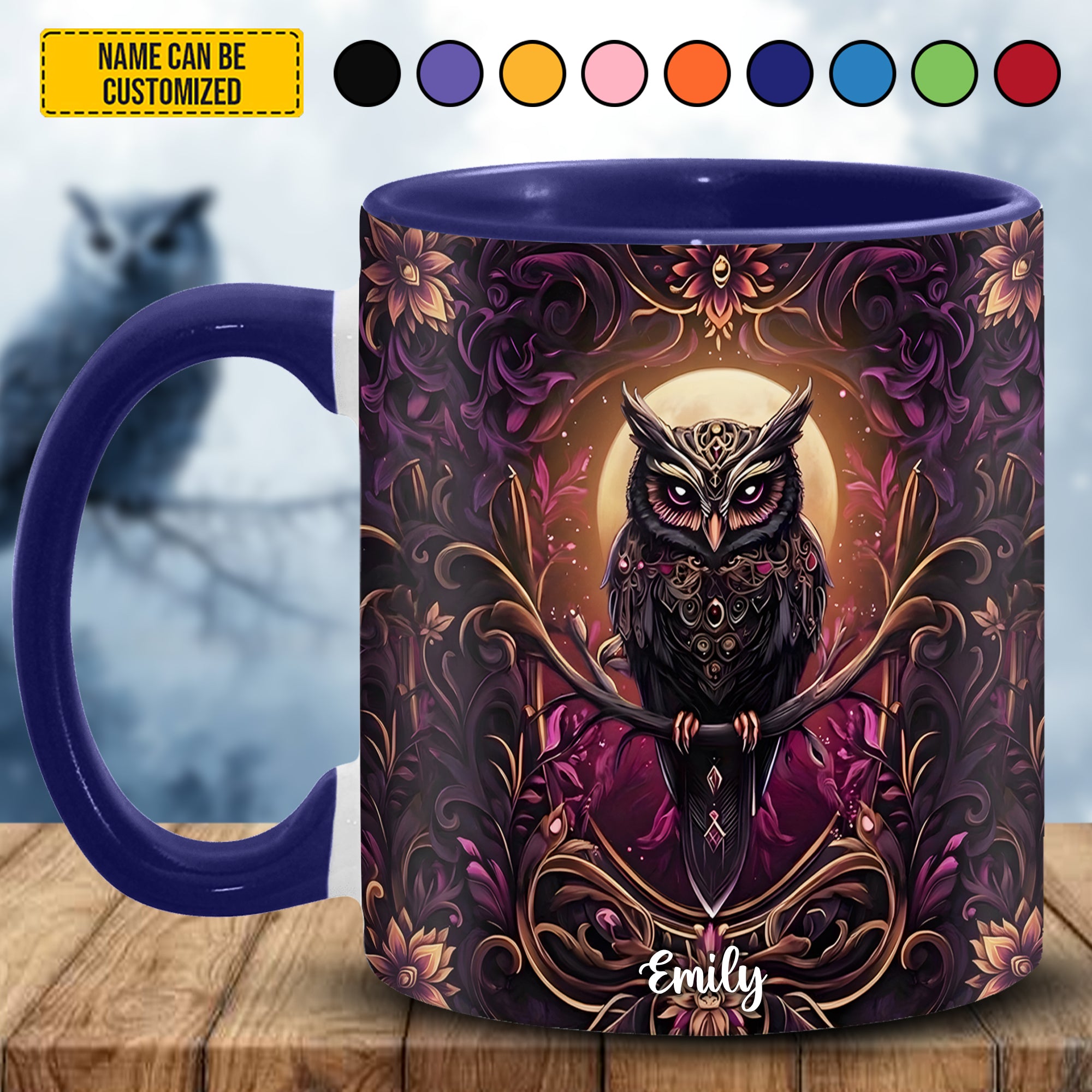 Personalized Gothic Owl Accent Mug Owl Gifts For Him Her - Image 5
