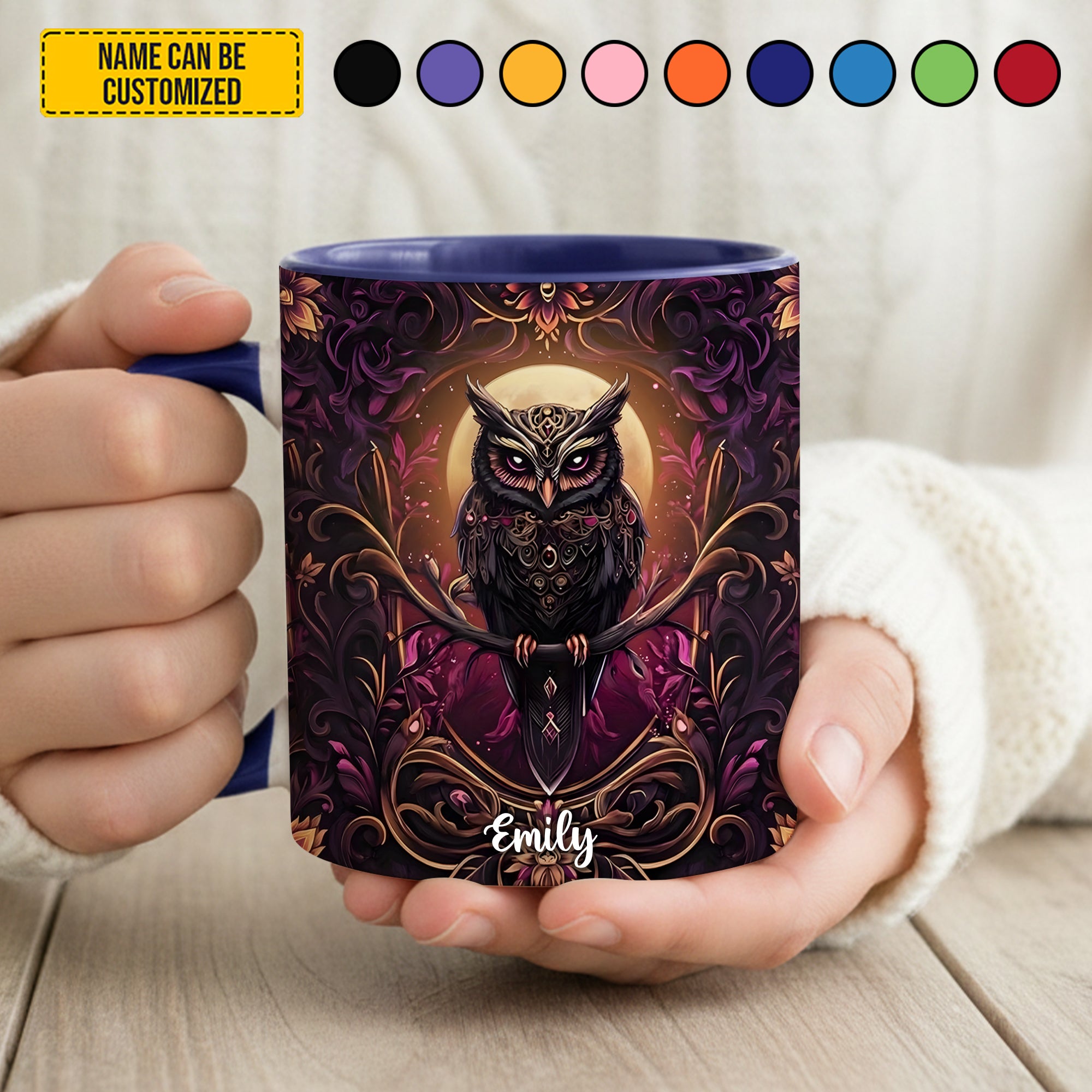 Personalized Gothic Owl Accent Mug Owl Gifts For Him Her - Image 6