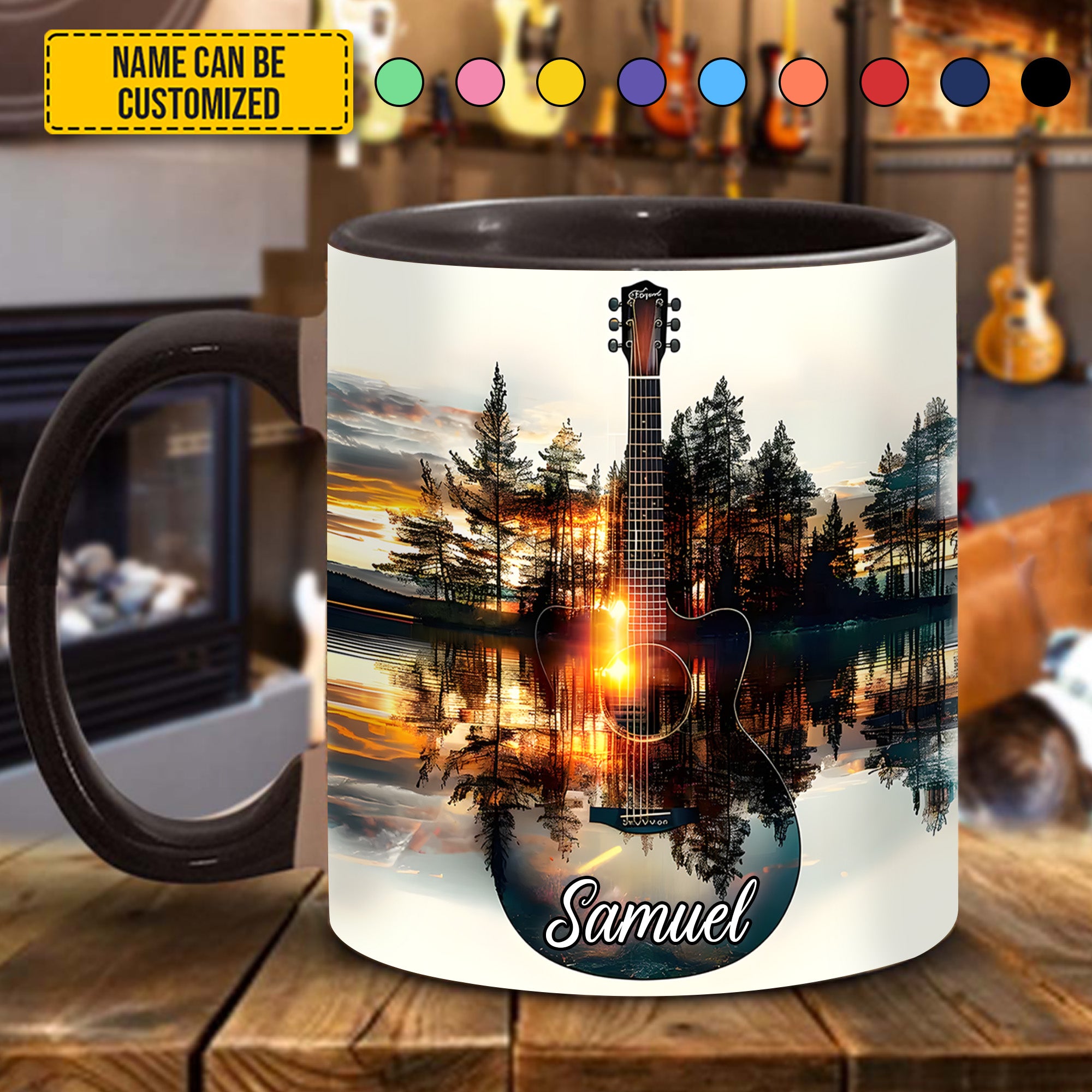 Personalized Guitar Accent Mug Fantasy Guitar Unique Gifts For Guitar Players