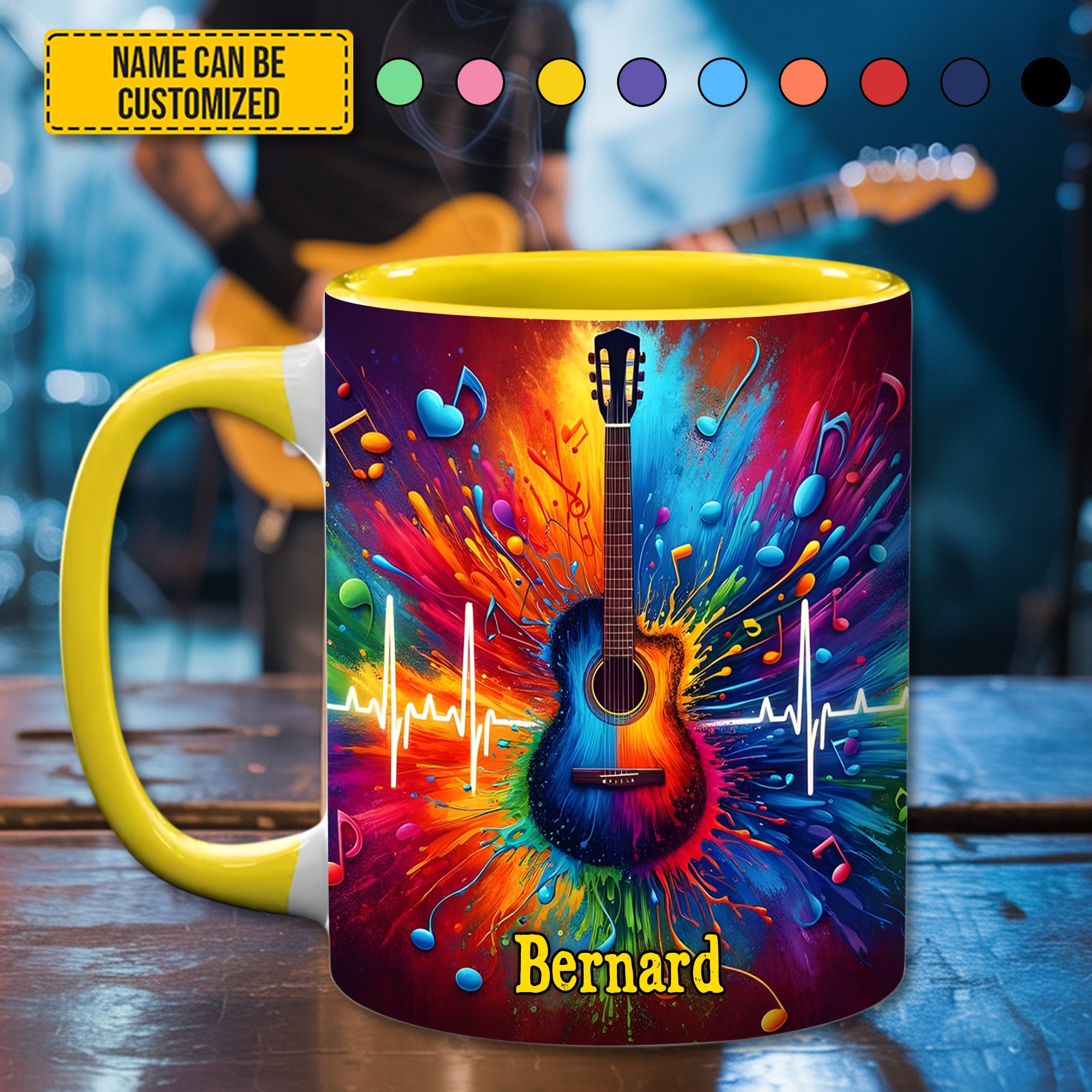 Personalized Guitar Accent Mug Guitar Colorful Cool Gifts For Guitar Players - Image 4