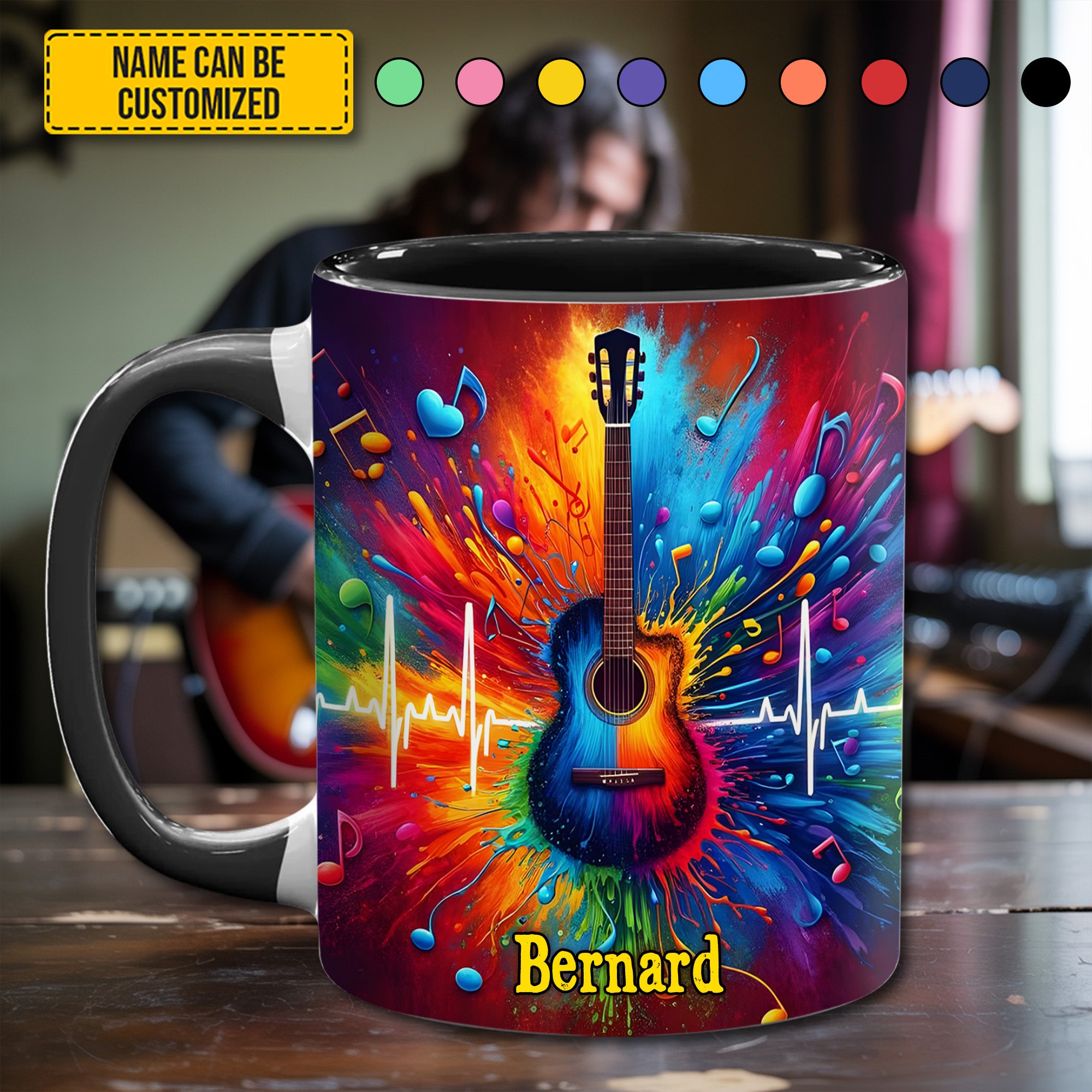 Personalized Guitar Accent Mug Guitar Colorful Cool Gifts For Guitar Players - Image 2