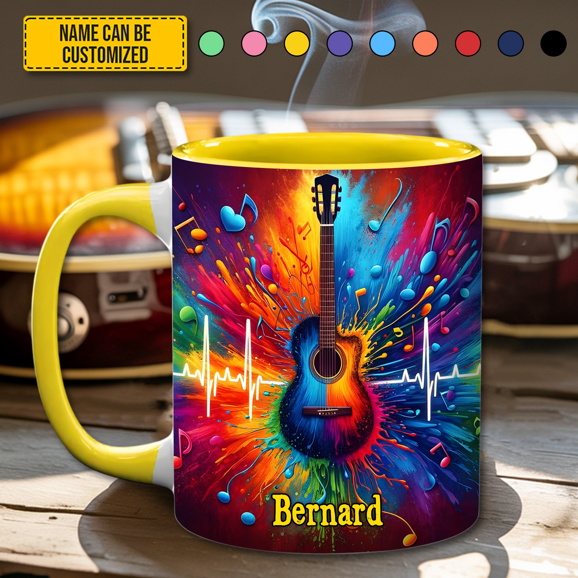 Personalized Guitar Accent Mug Guitar Colorful Cool Gifts For Guitar Players - Image 5