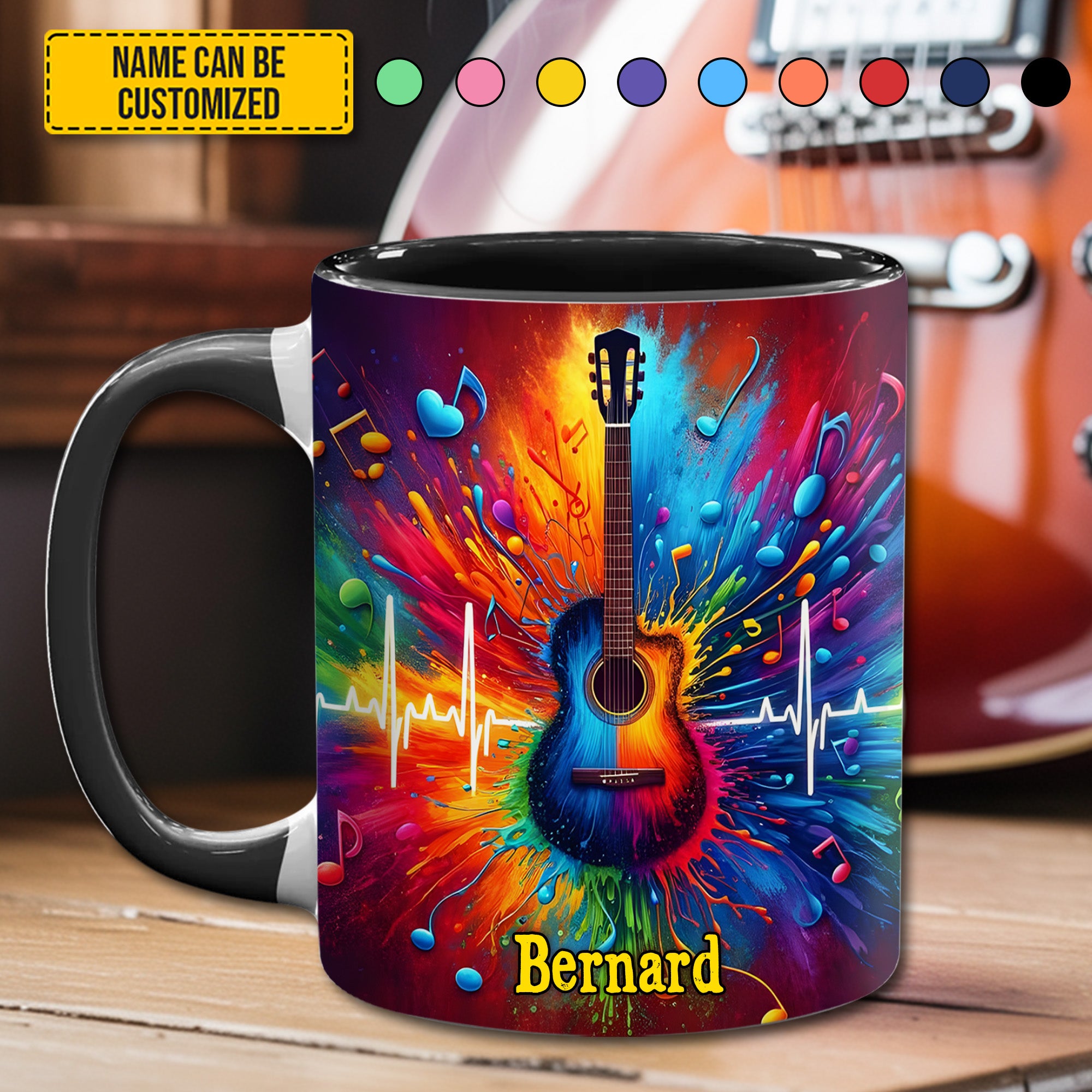 Personalized Guitar Accent Mug Guitar Colorful Cool Gifts For Guitar Players - Image 3