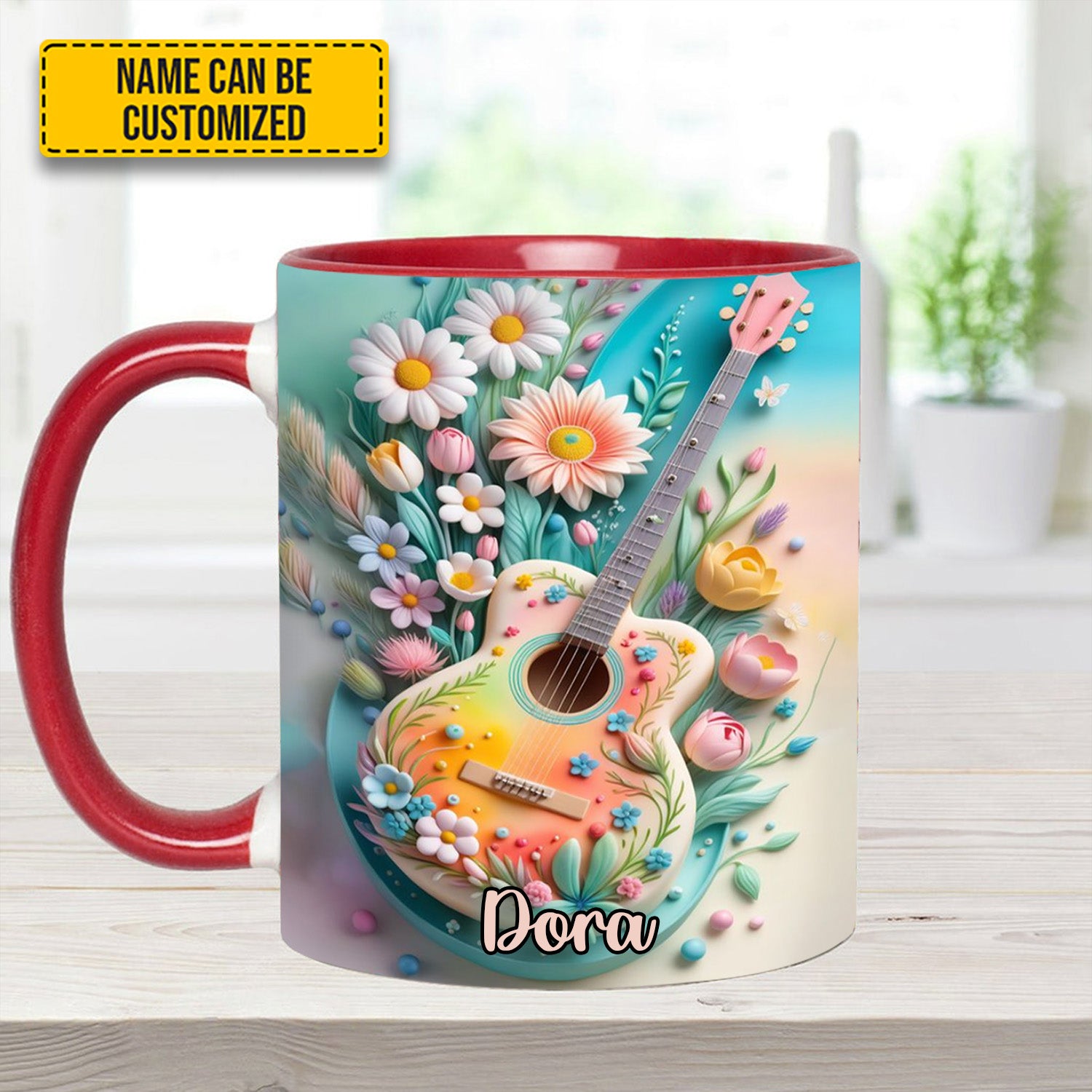 Personalized Guitar Accent Mug Guitar Floral Unusual Gifts For Guitar Players - Image 7