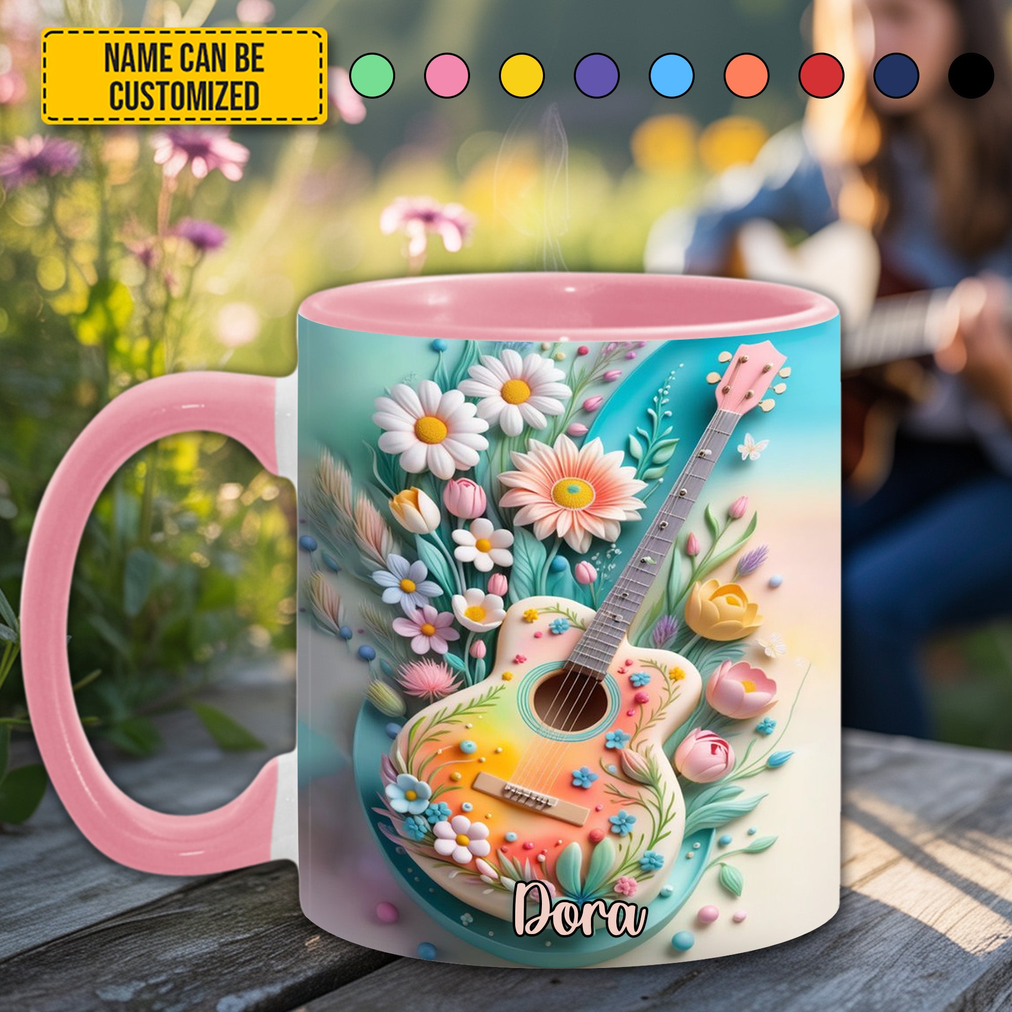 Personalized Guitar Accent Mug Guitar Floral Unusual Gifts For Guitar Players - Image 10