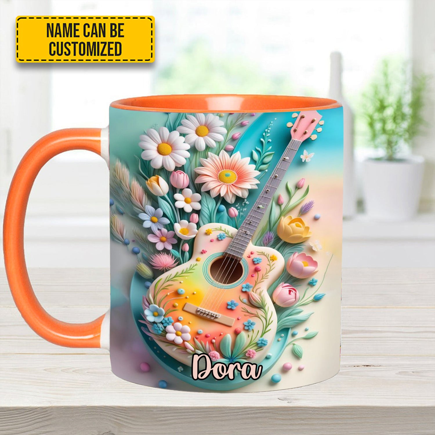 Personalized Guitar Accent Mug Guitar Floral Unusual Gifts For Guitar Players - Image 13