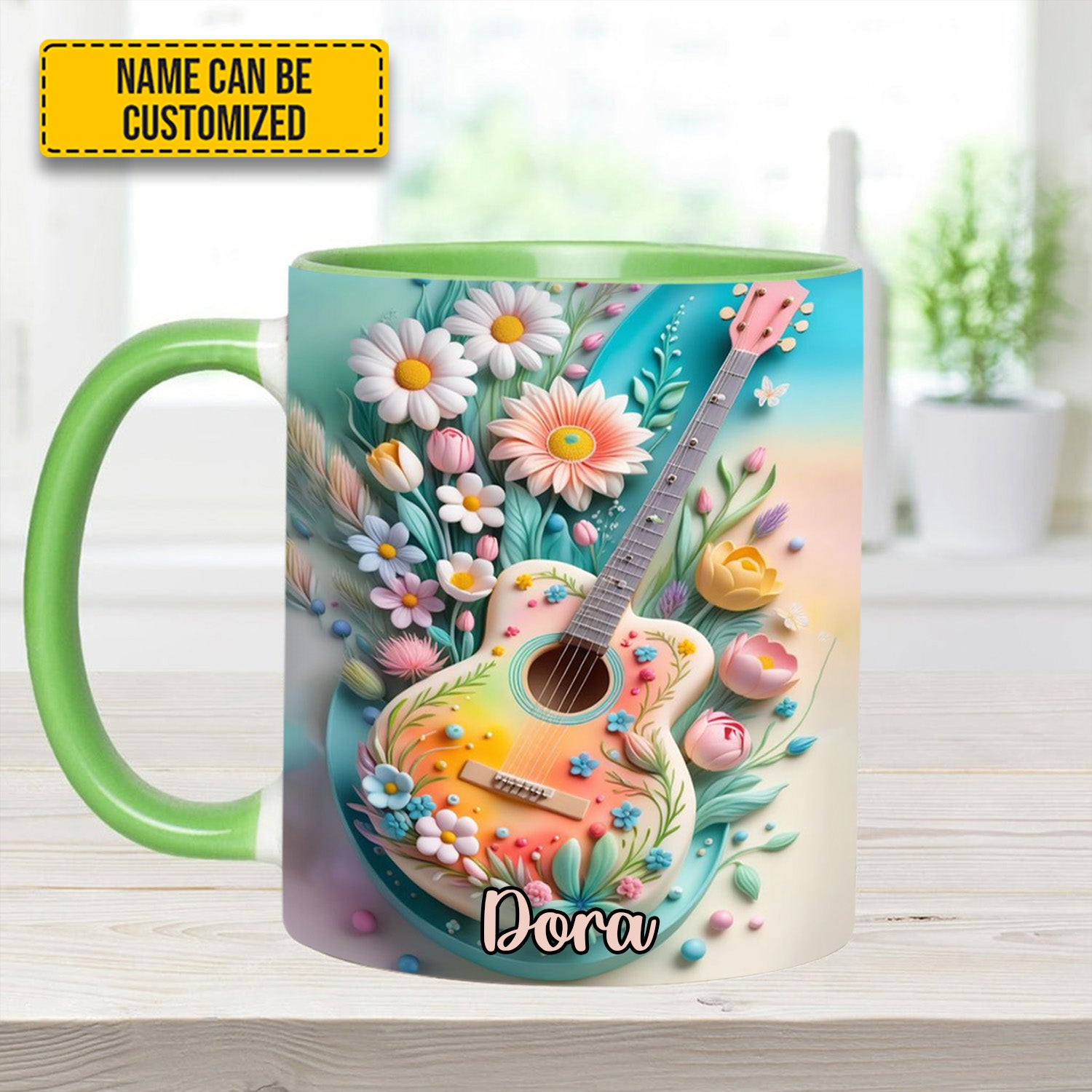 Personalized Guitar Accent Mug Guitar Floral Unusual Gifts For Guitar Players - Image 5