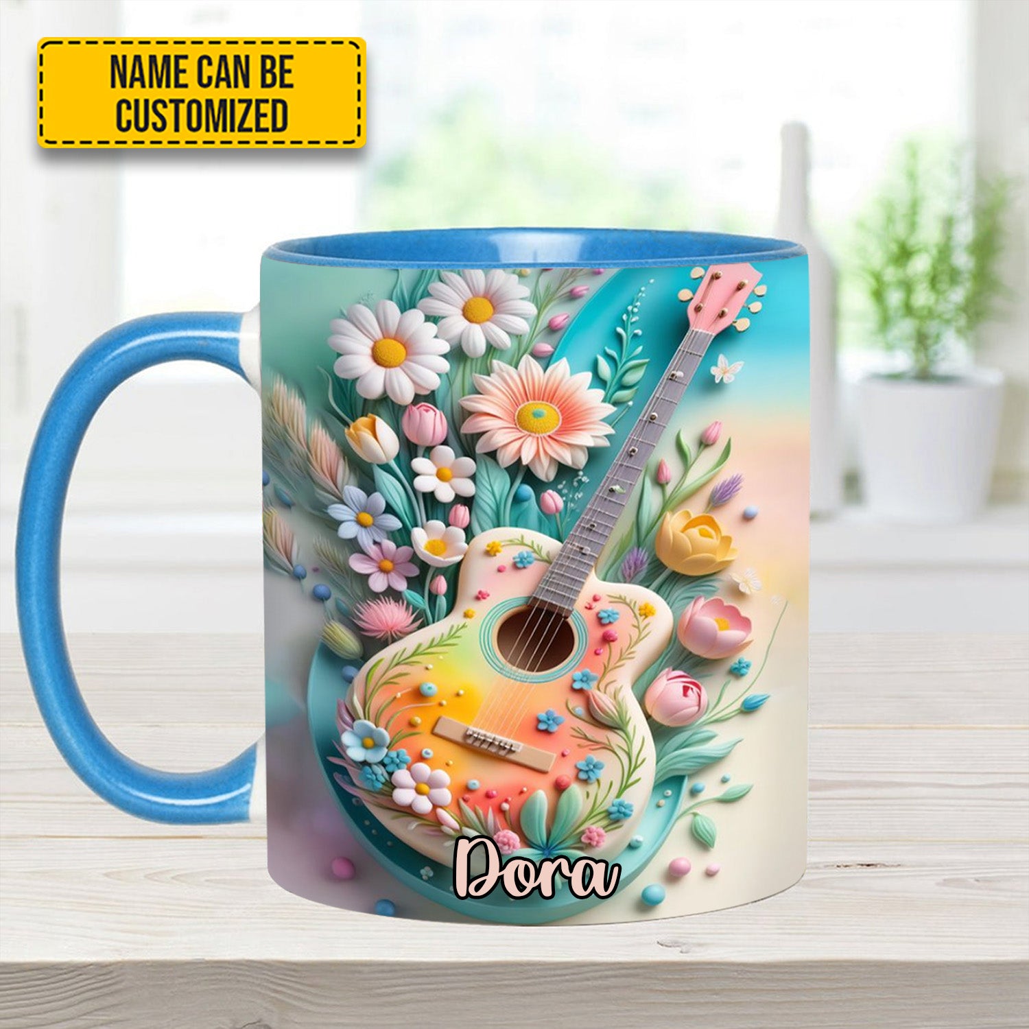 Personalized Guitar Accent Mug Guitar Floral Unusual Gifts For Guitar Players - Image 6