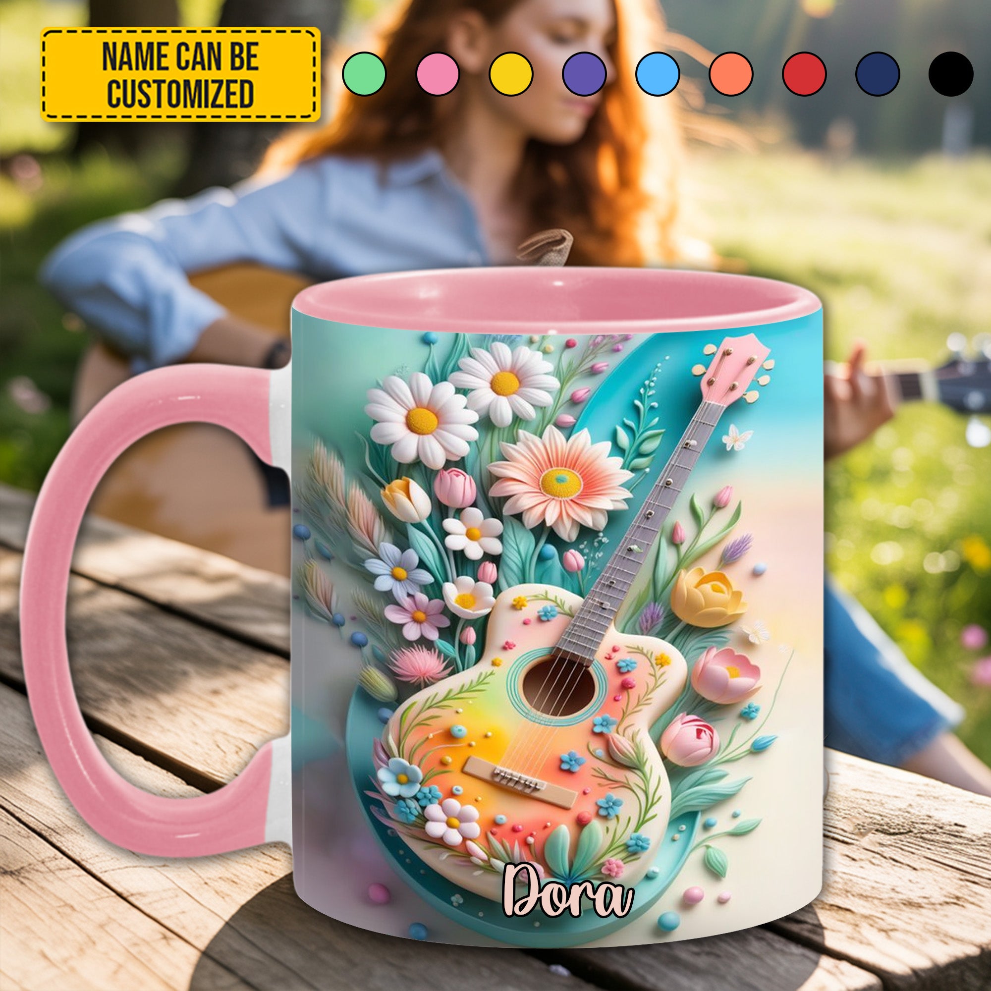 Personalized Guitar Accent Mug Guitar Floral Unusual Gifts For Guitar Players - Image 12