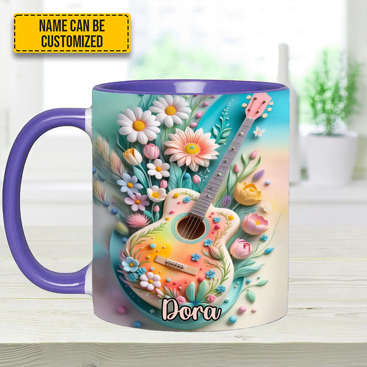 Personalized Guitar Accent Mug Guitar Floral Unusual Gifts For Guitar Players - Image 9