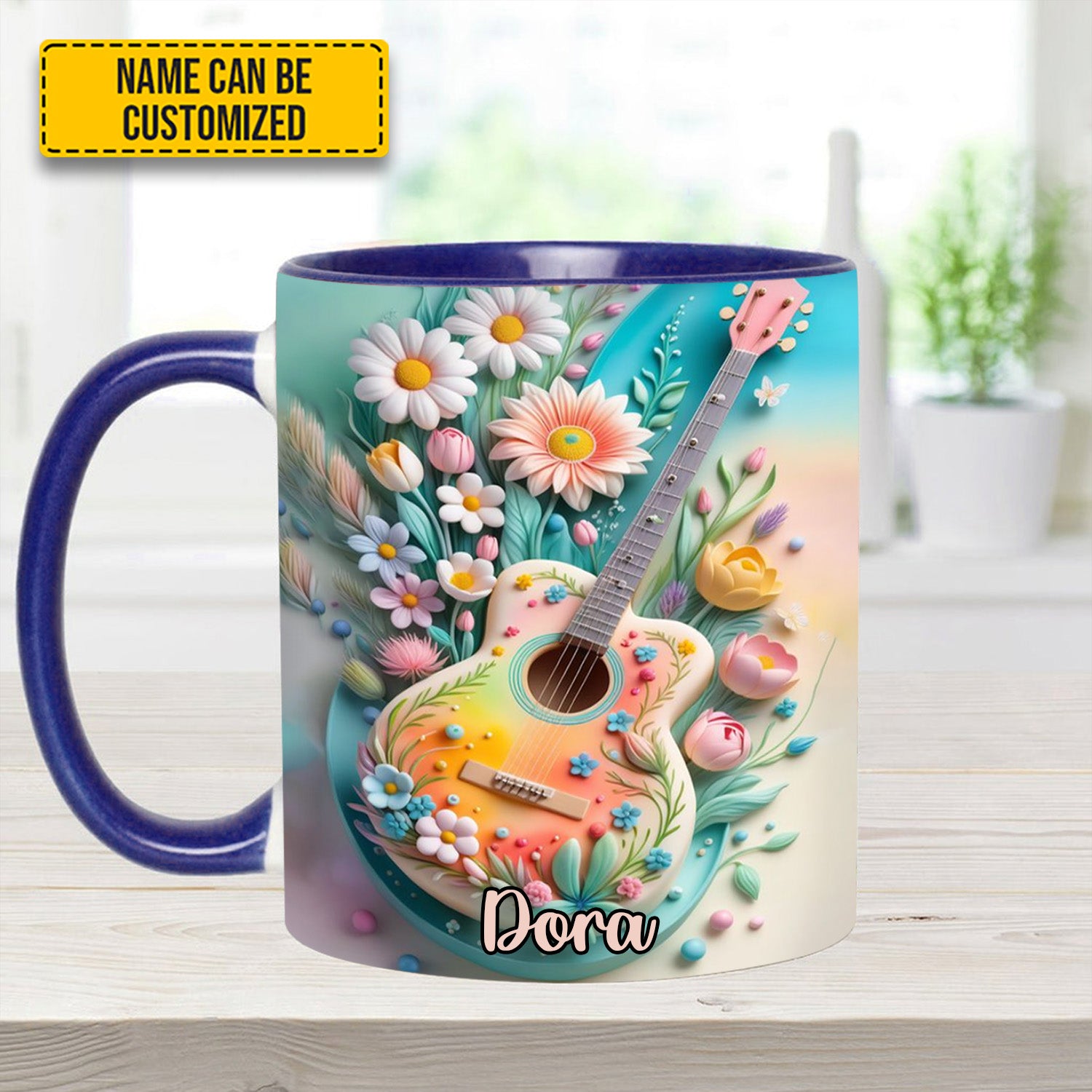 Personalized Guitar Accent Mug Guitar Floral Unusual Gifts For Guitar Players - Image 8