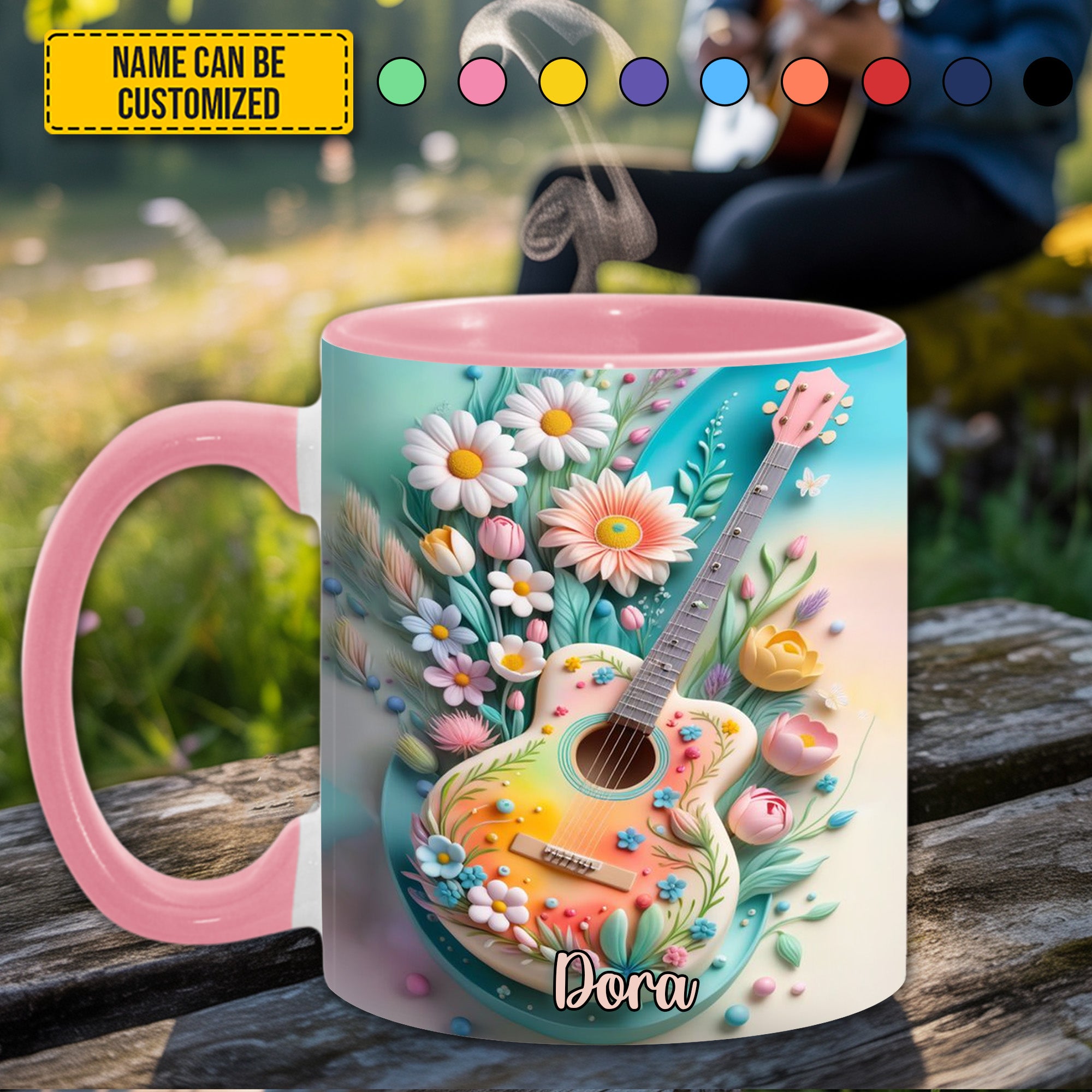 Personalized Guitar Accent Mug Guitar Floral Unusual Gifts For Guitar Players - Image 11