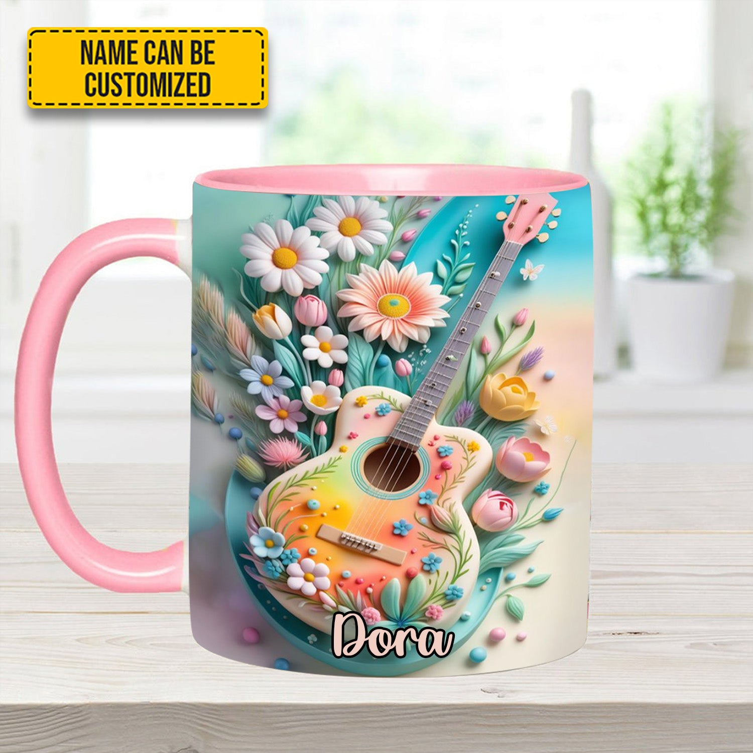 Personalized Guitar Accent Mug Guitar Floral Unusual Gifts For Guitar Players - Image 14
