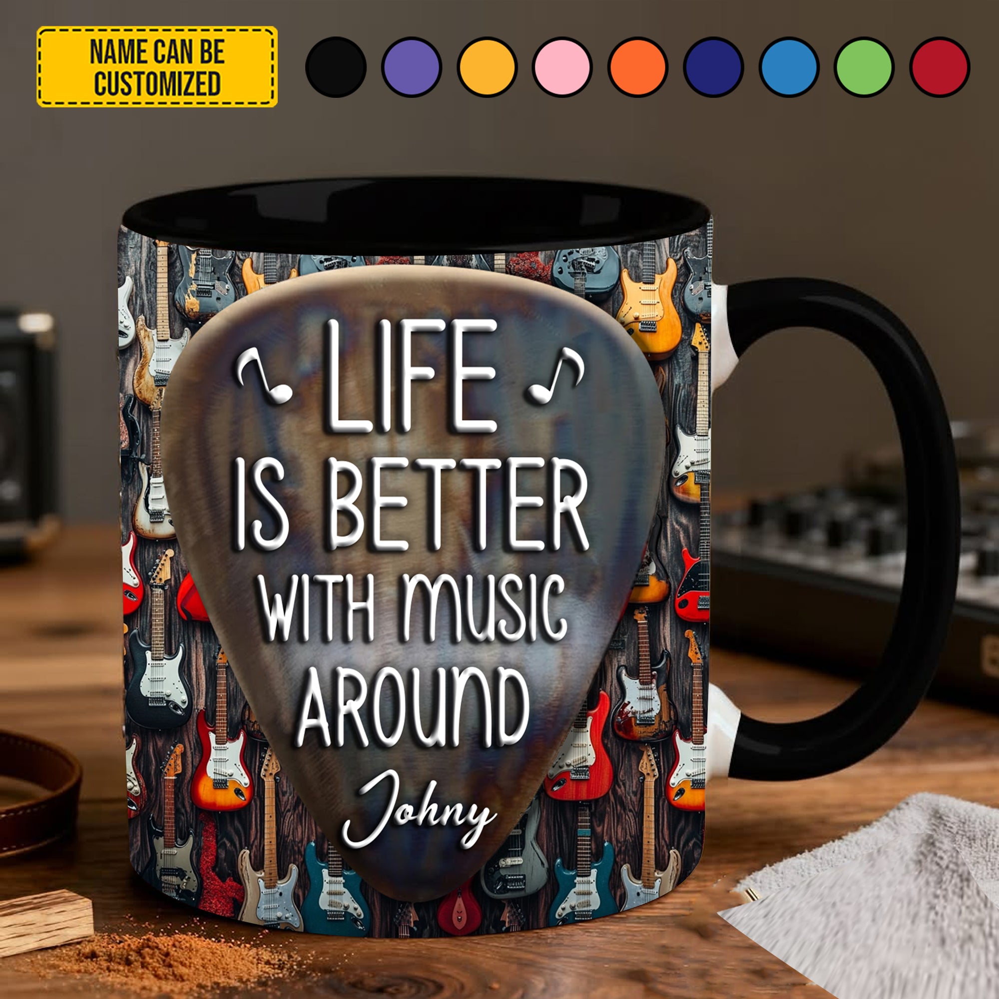 Personalized Guitar Accent Mug Life Is Better With Music Around Christmas Gifts For Guitar Players - Image 4