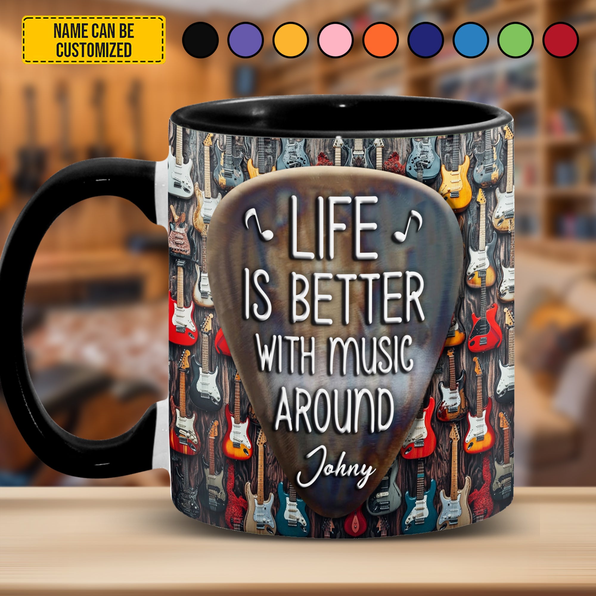 Personalized Guitar Accent Mug Life Is Better With Music Around Christmas Gifts For Guitar Players - Image 3