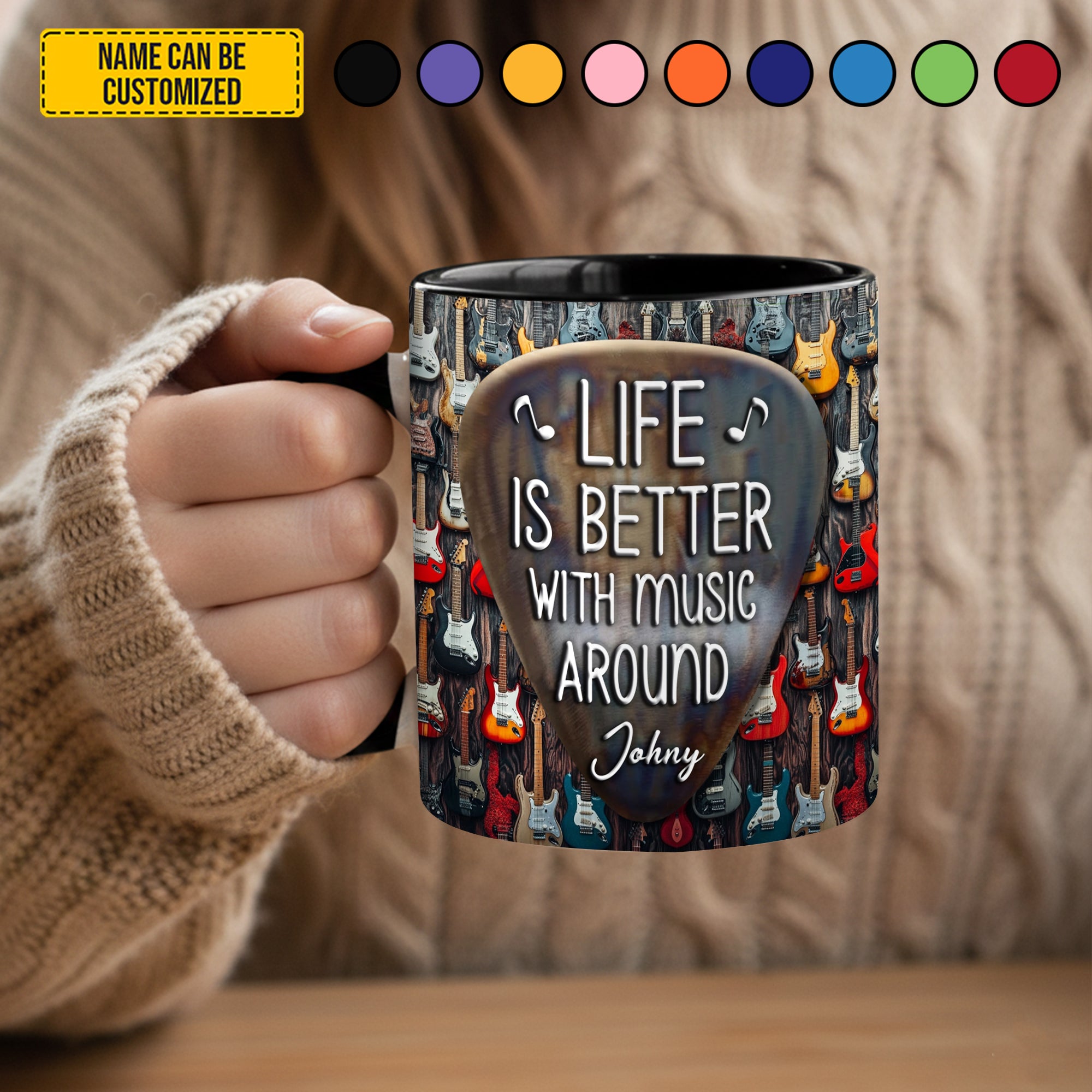Personalized Guitar Accent Mug Life Is Better With Music Around Christmas Gifts For Guitar Players - Image 5