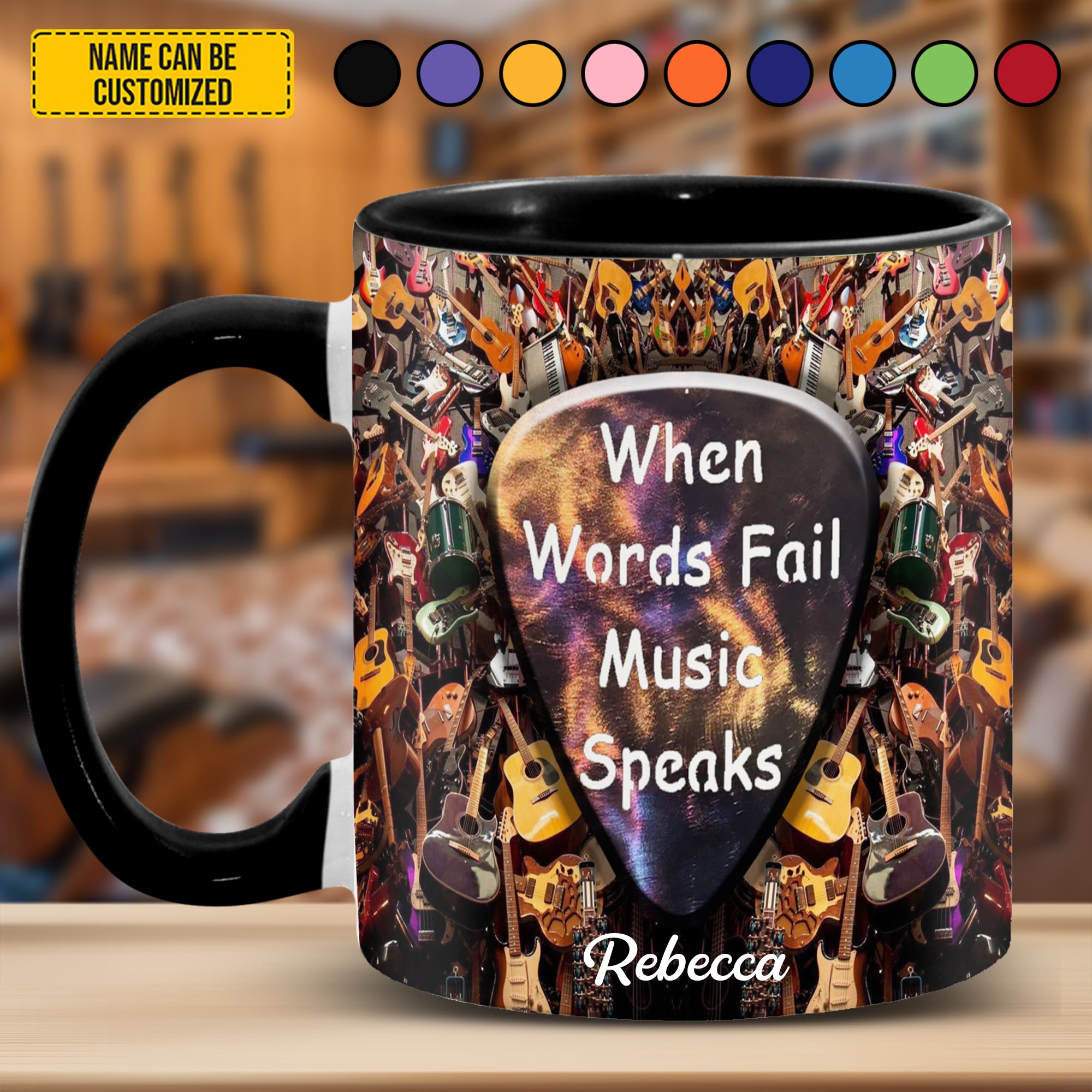 Personalized Guitar Accent Mug Music Speaks Good Gifts For Guitar Players