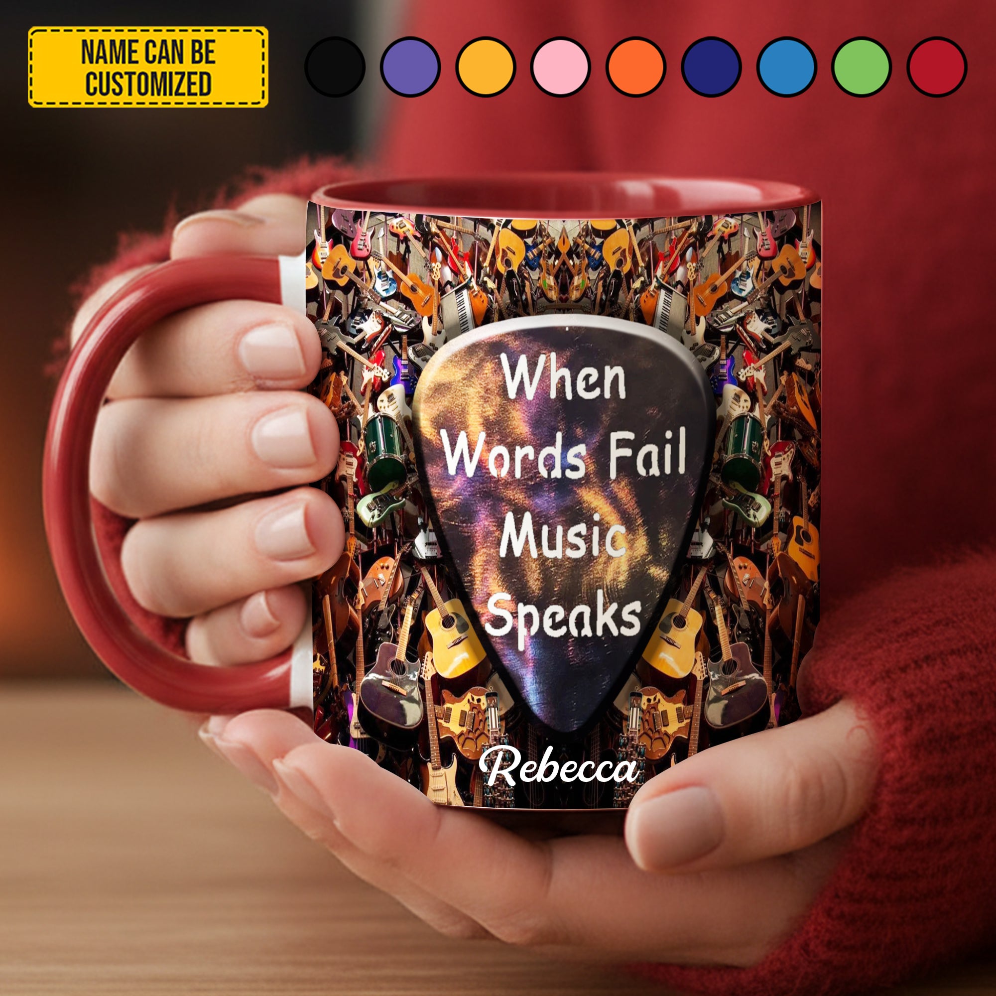 Personalized Guitar Accent Mug Music Speaks Good Gifts For Guitar Players - Image 5