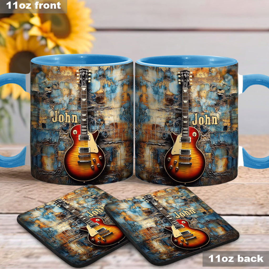 Personalized Guitar Accent Mug Vintage Electric Guitar Great Gifts For Guitar Players - Image 2