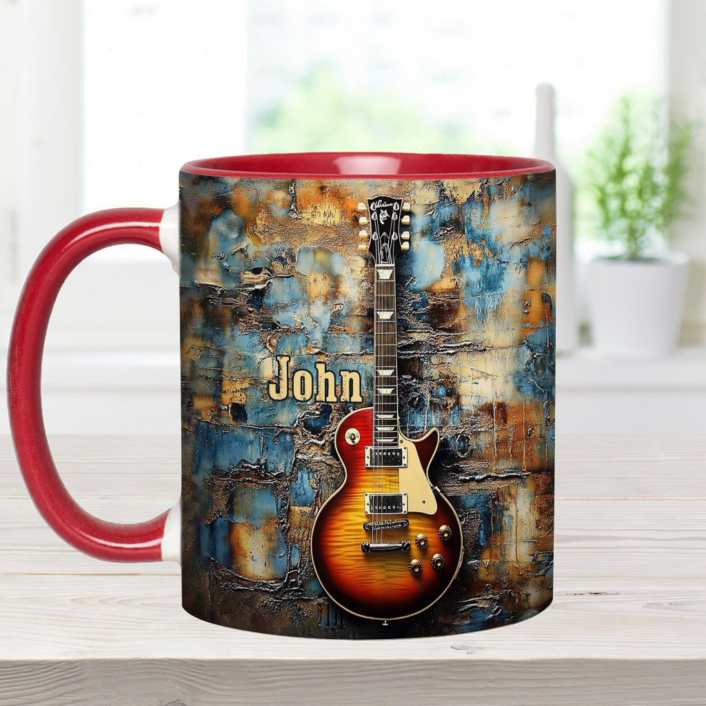 Personalized Guitar Accent Mug Vintage Electric Guitar Great Gifts For Guitar Players - Image 5