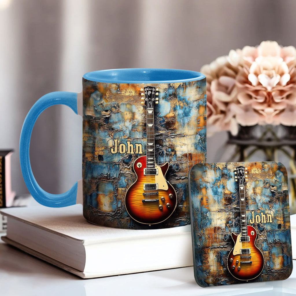Personalized Guitar Accent Mug Vintage Electric Guitar Great Gifts For Guitar Players